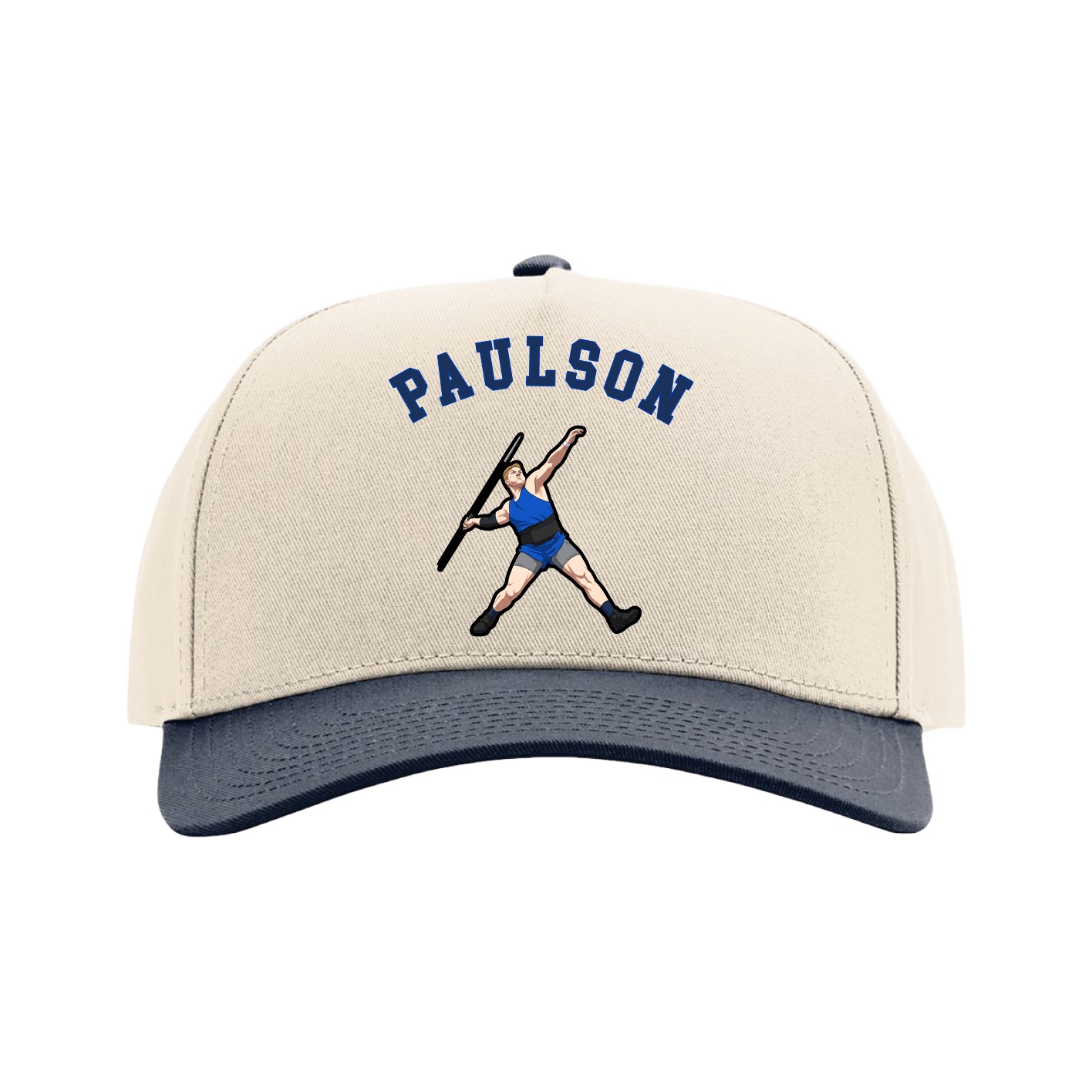 Full Fabric Five-Panel Champ Cap — Shirsey Arch in Cream/Navy