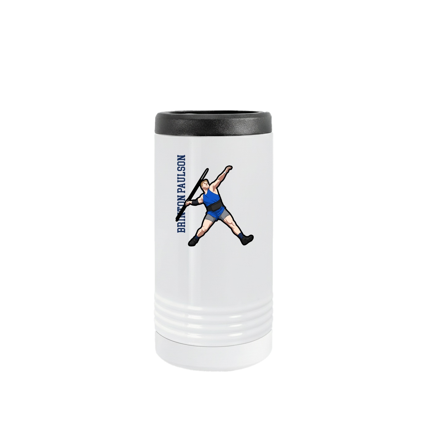 Slim Beverage Holder — Name Vertical in White
