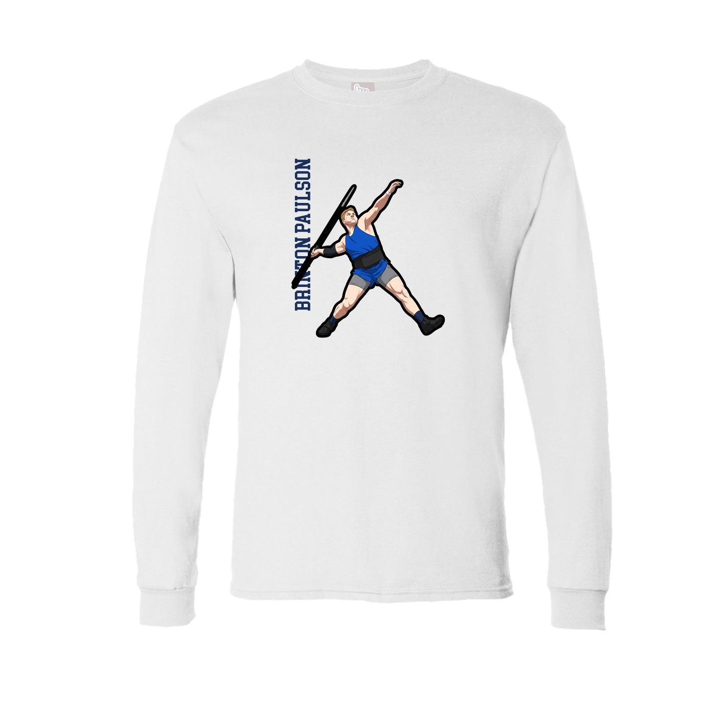 Long Sleeve Tee — Name Vertical in White
