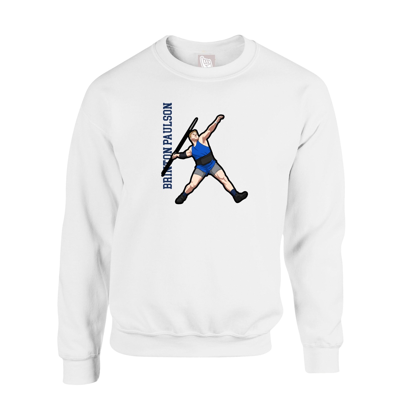 Fleece Crew — Name Vertical in White