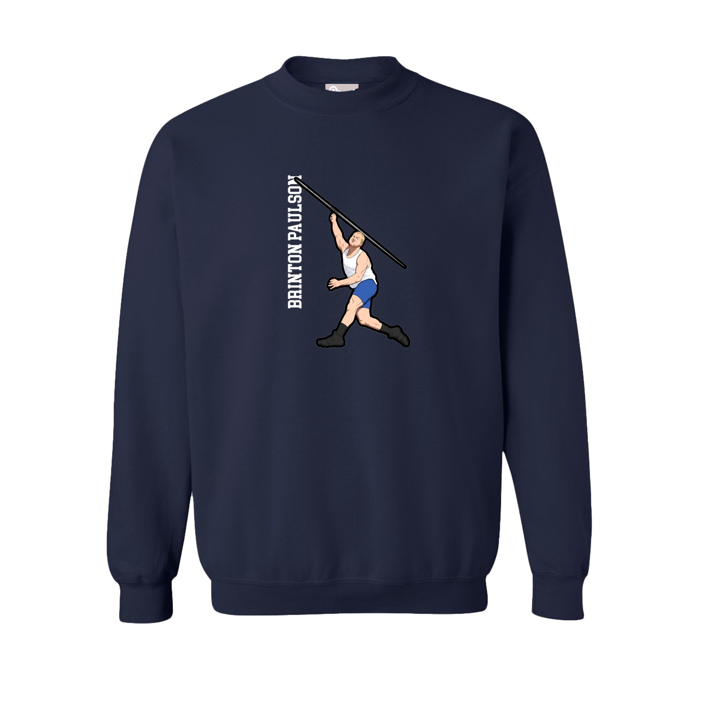 Fleece Crew — Name Vertical in Navy