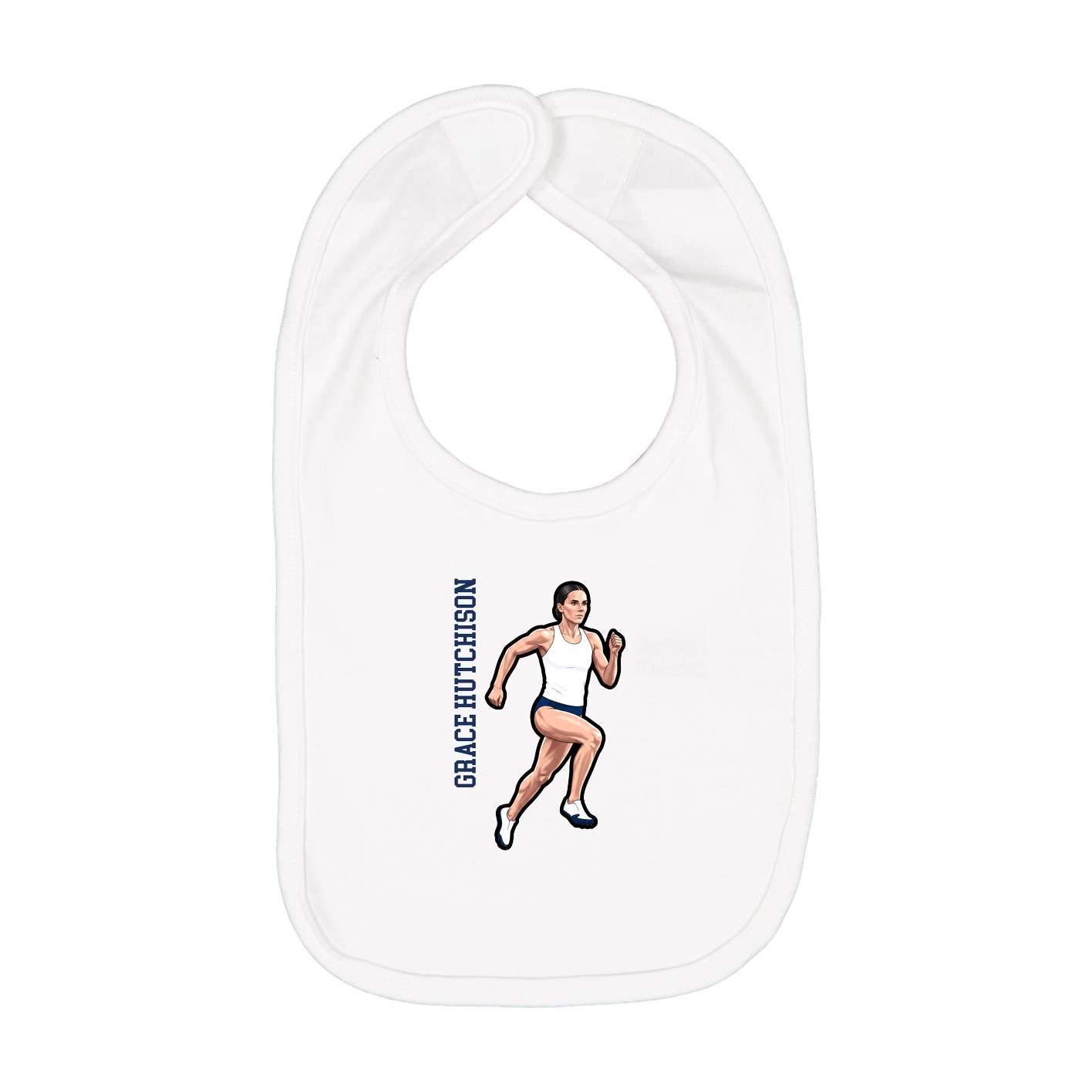Infant Bib — Name Vertical in White
