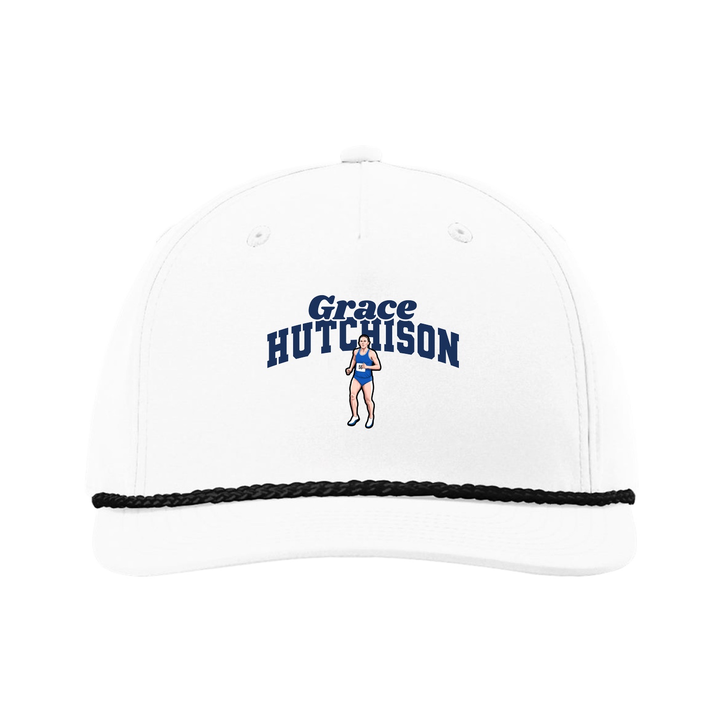Five-Panel Classic Rope Cap — Signature Arch in White