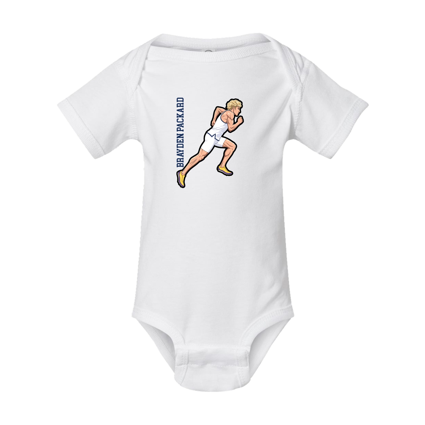 Baby Onesie — Name Vertical in White