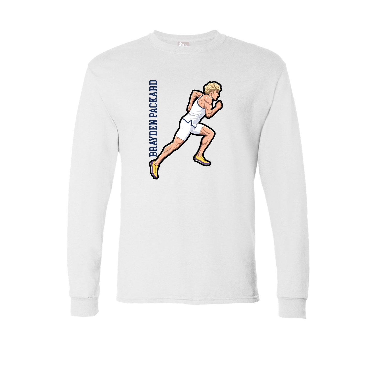 Long Sleeve Tee — Name Vertical in White