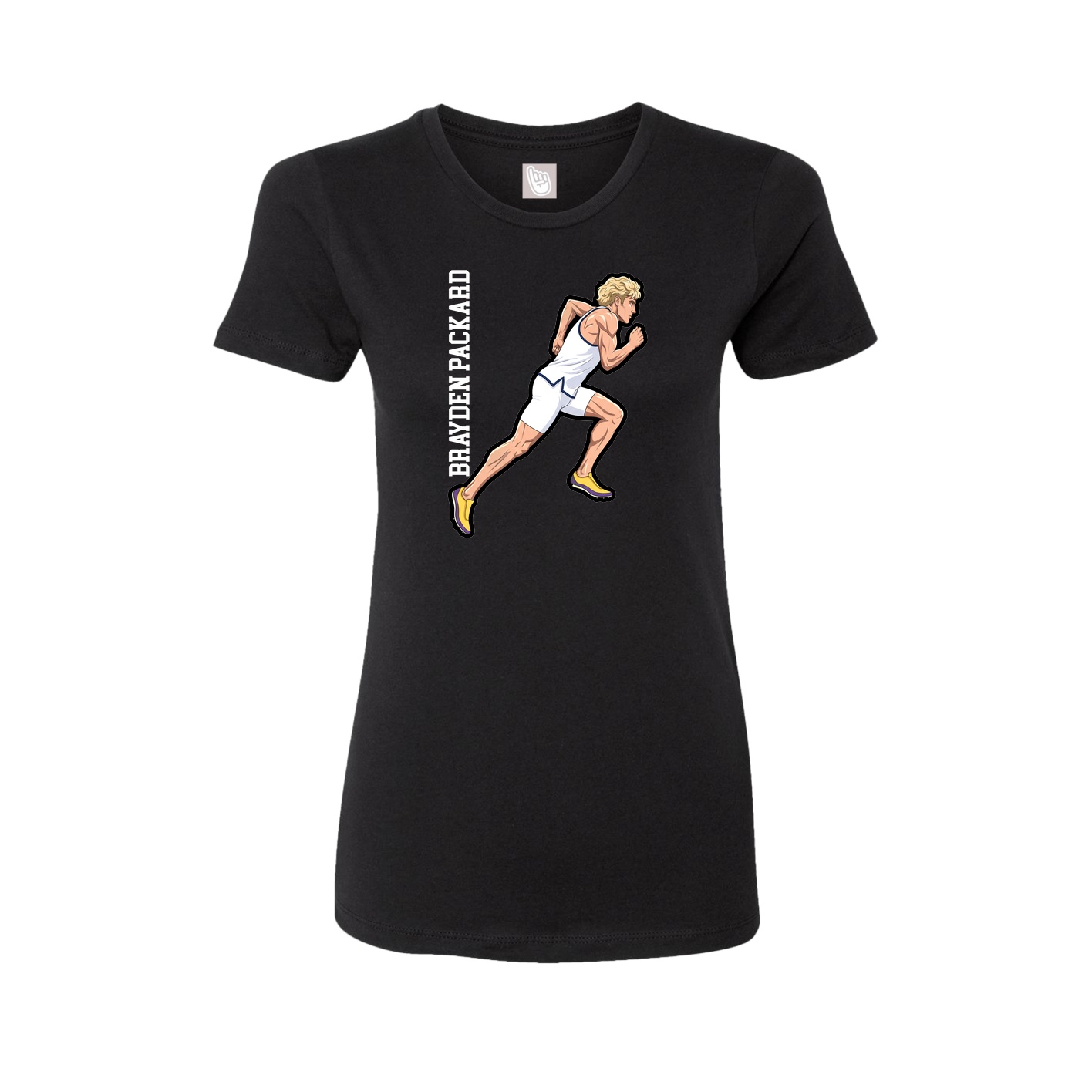 Fitted Women's Tee — Name Vertical in Black