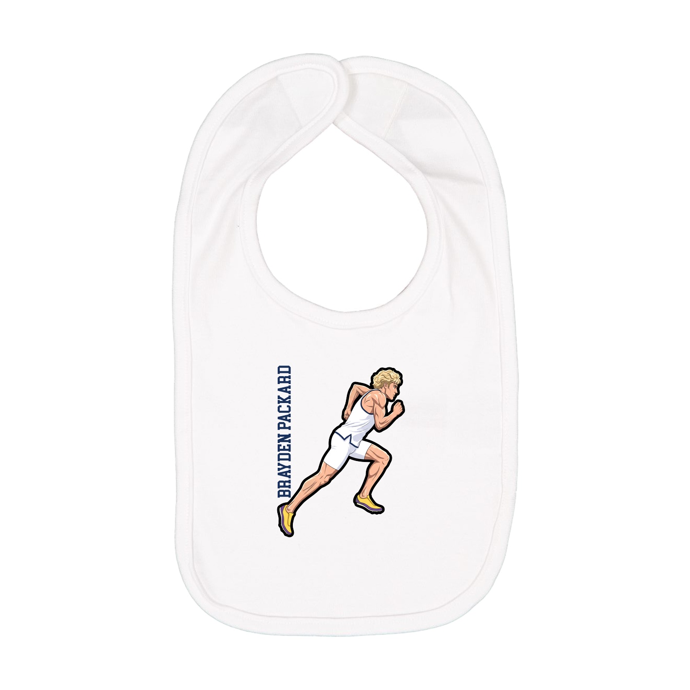 Infant Bib — Name Vertical in White