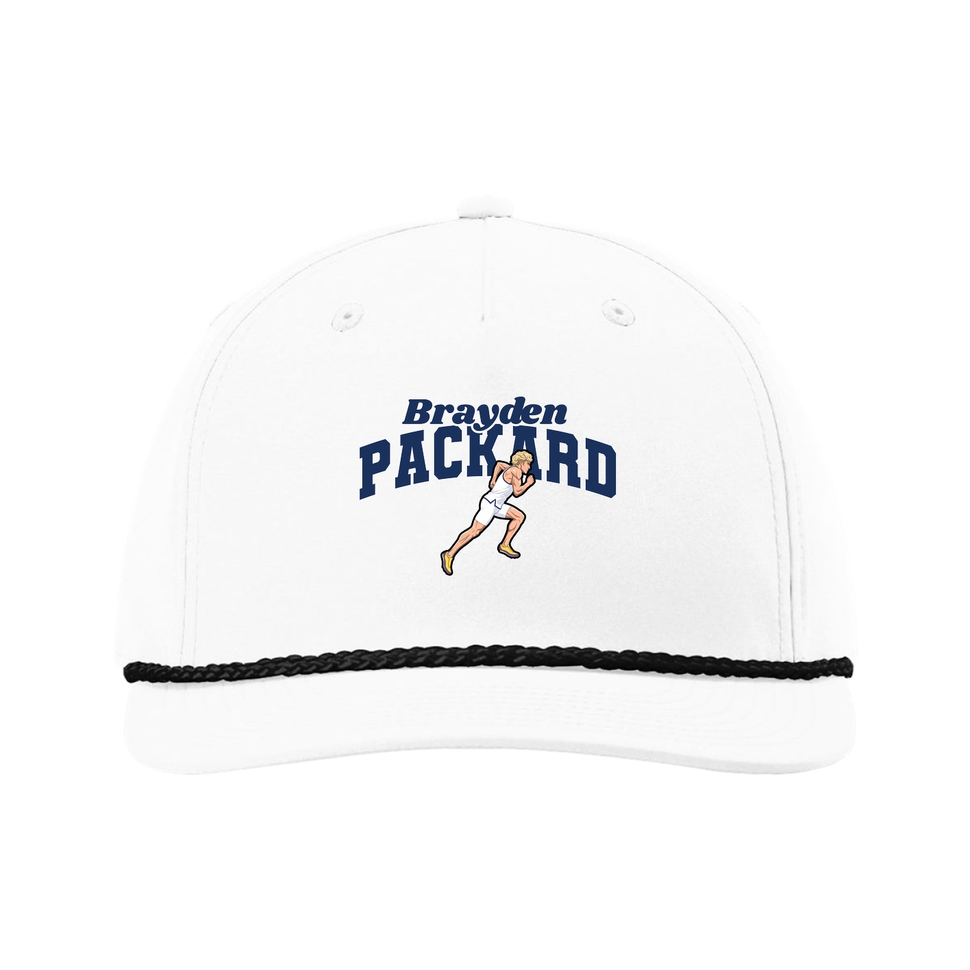 Five-Panel Classic Rope Cap — Signature Arch in White