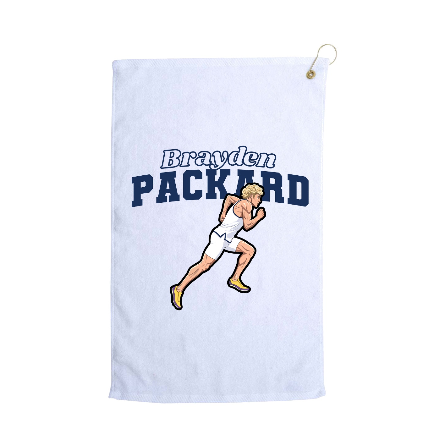 Golf Towel — Name Arch in White