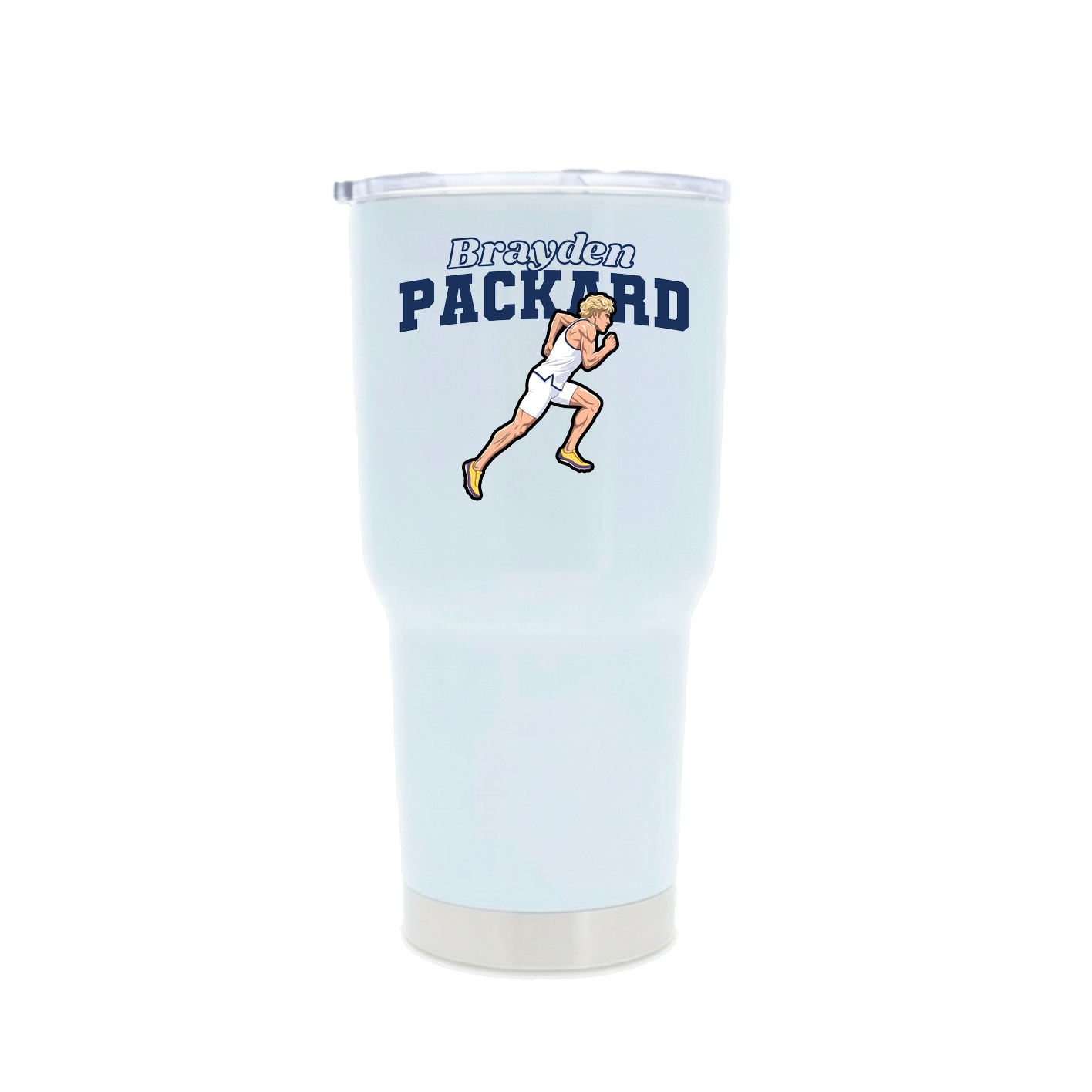 30oz Stainless Steel Tumbler — Name Arch in White