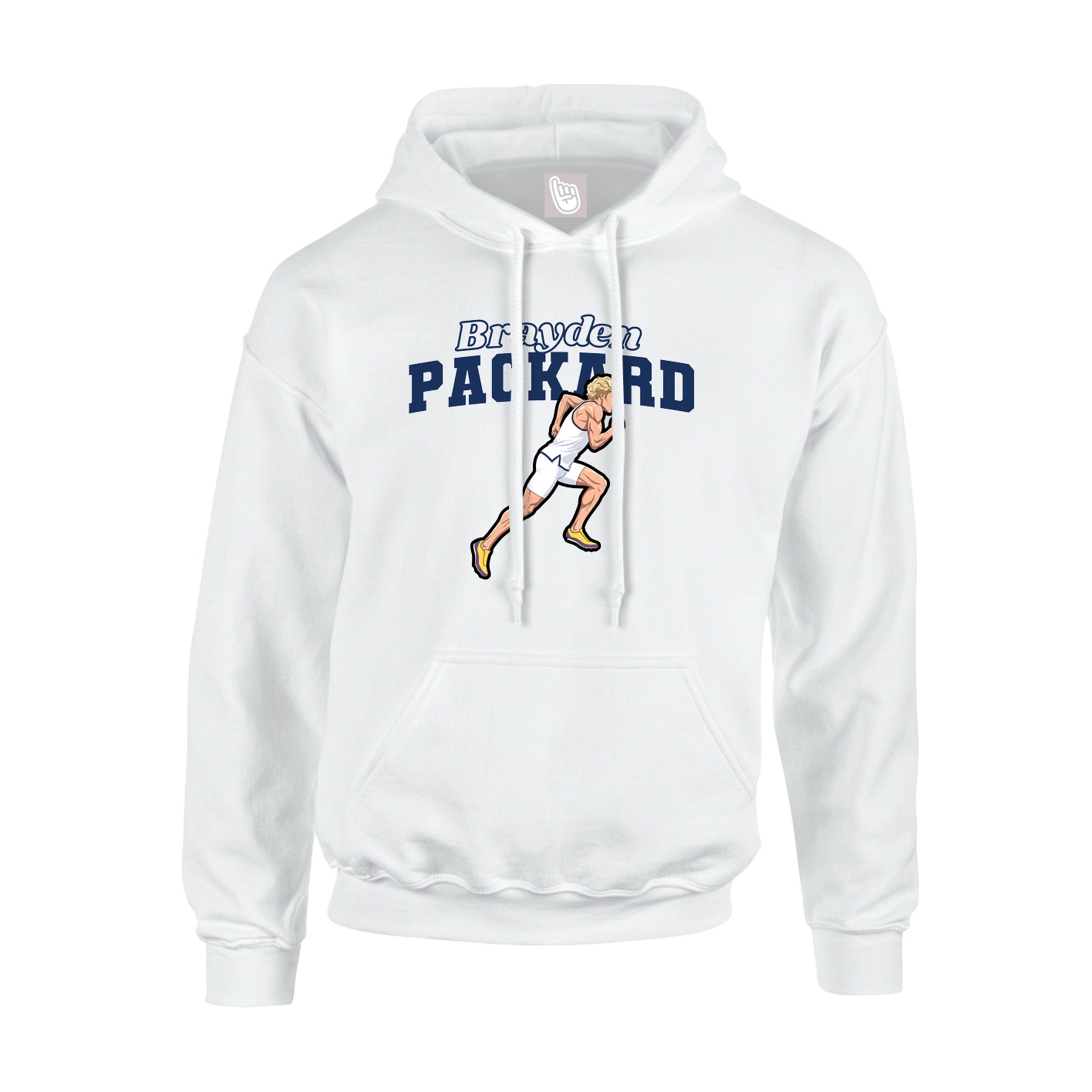 Youth Hoodie — Name Arch in White