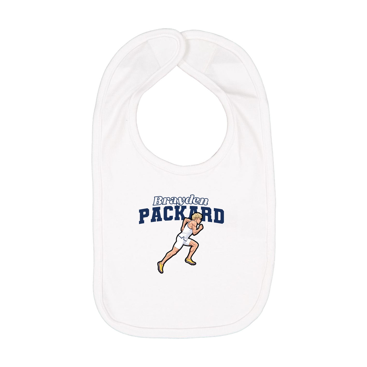Infant Bib — Name Arch in White