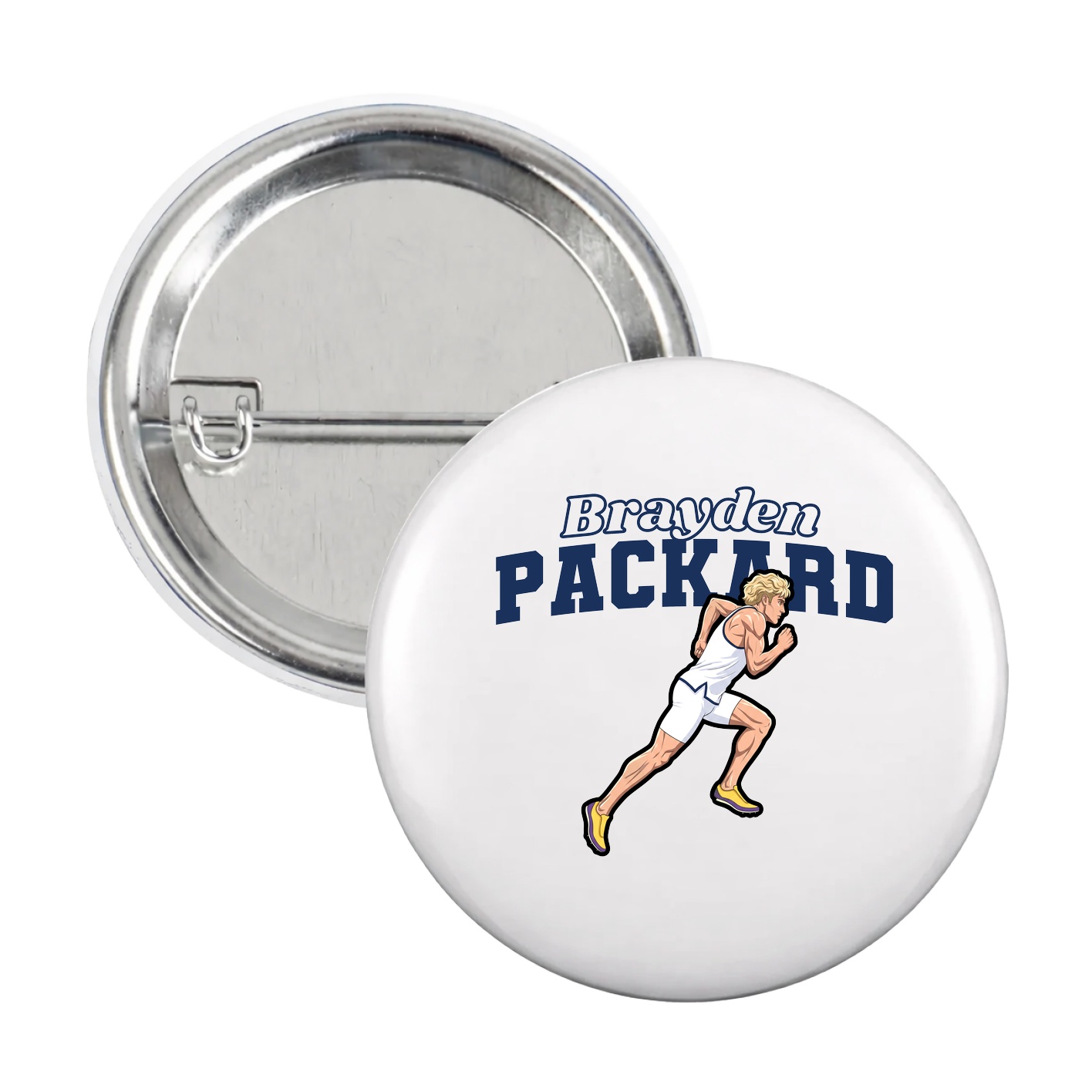 Game Day Button — Name Arch in White