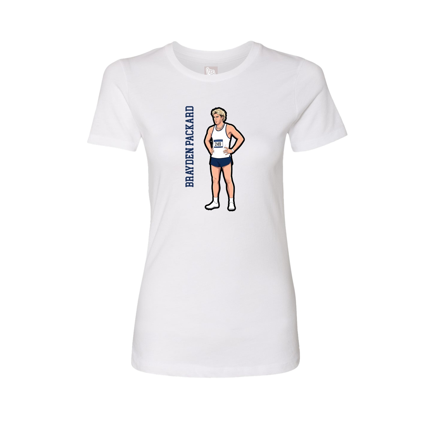 Fitted Women's Tee — Name Vertical in White