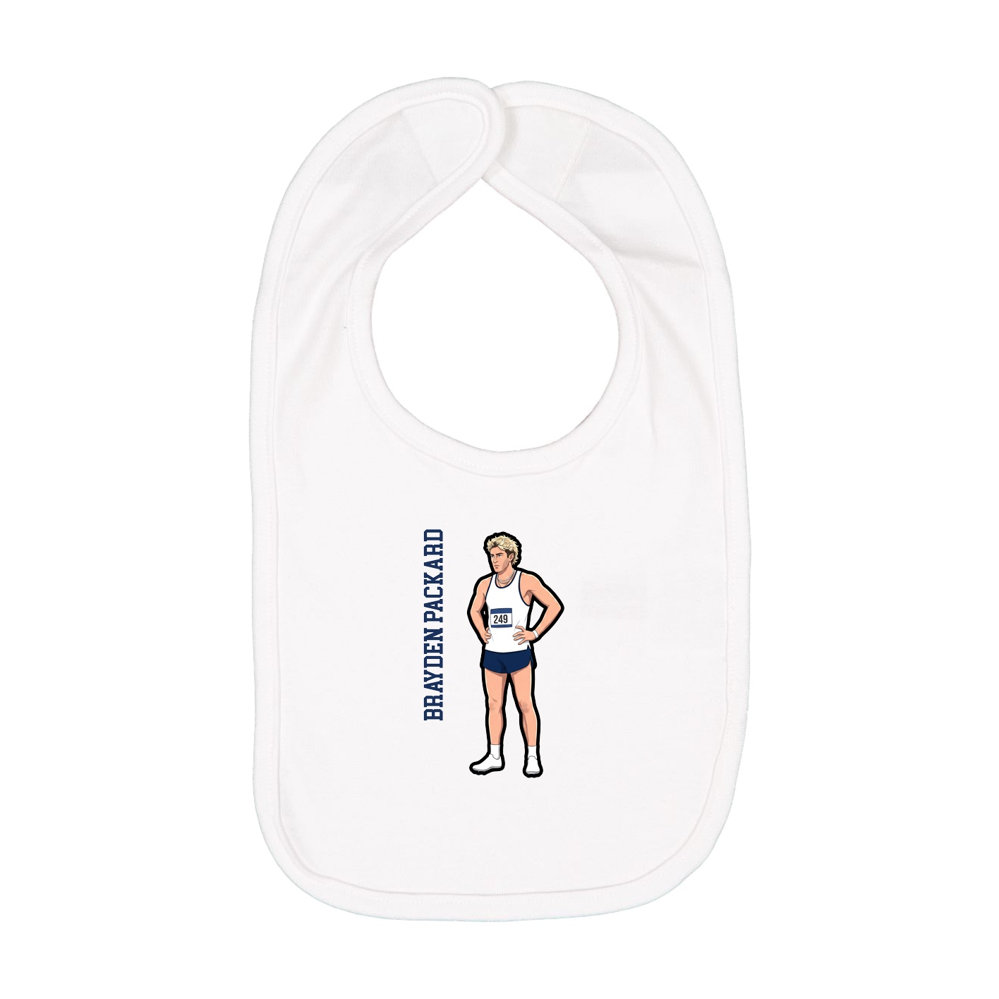 Infant Bib — Name Vertical in White