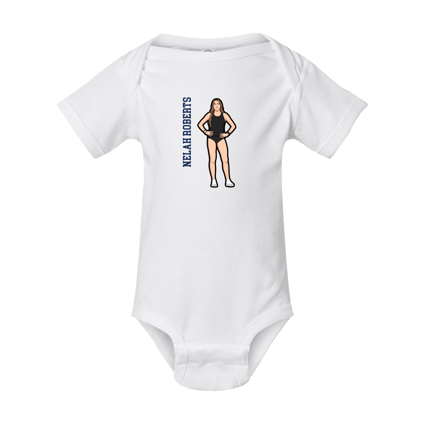 Baby Onesie — Name Vertical in White