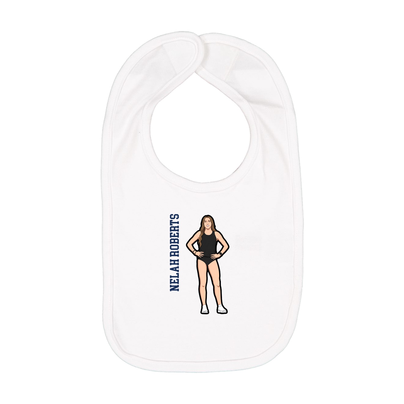 Infant Bib — Name Vertical in White
