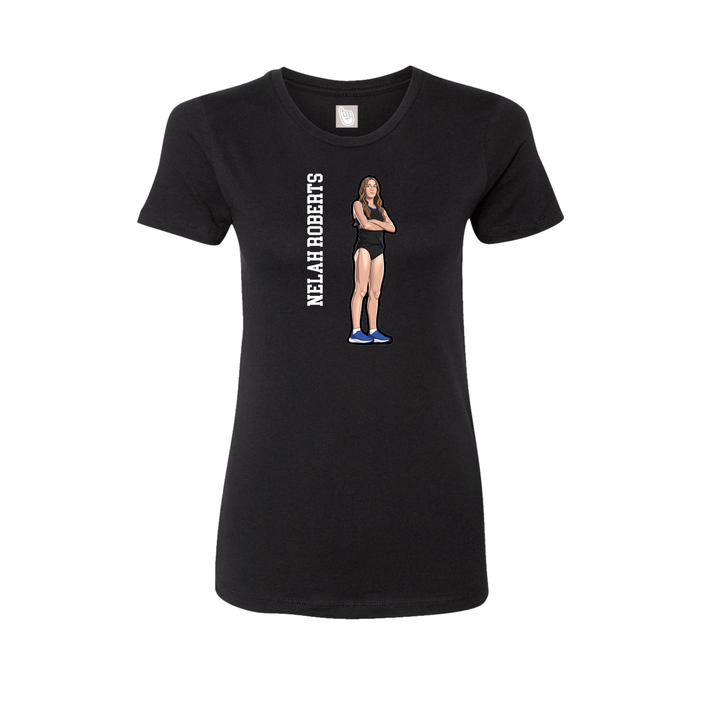 Fitted Women's Tee — Name Vertical in Black