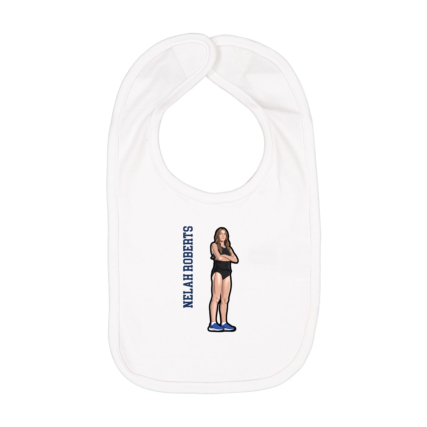 Infant Bib — Name Vertical in White
