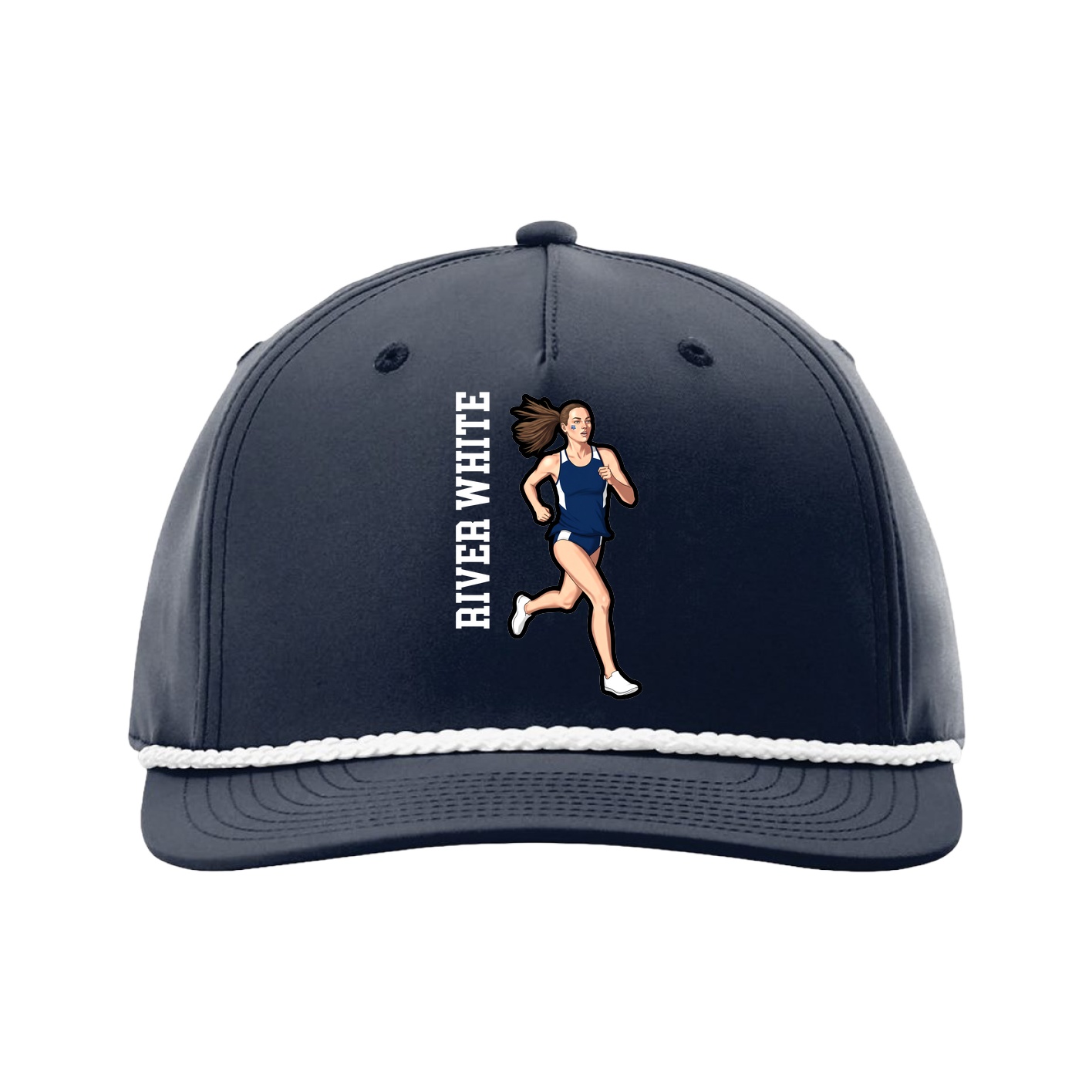 Five-Panel Classic Rope Cap — Name Vertical in Navy