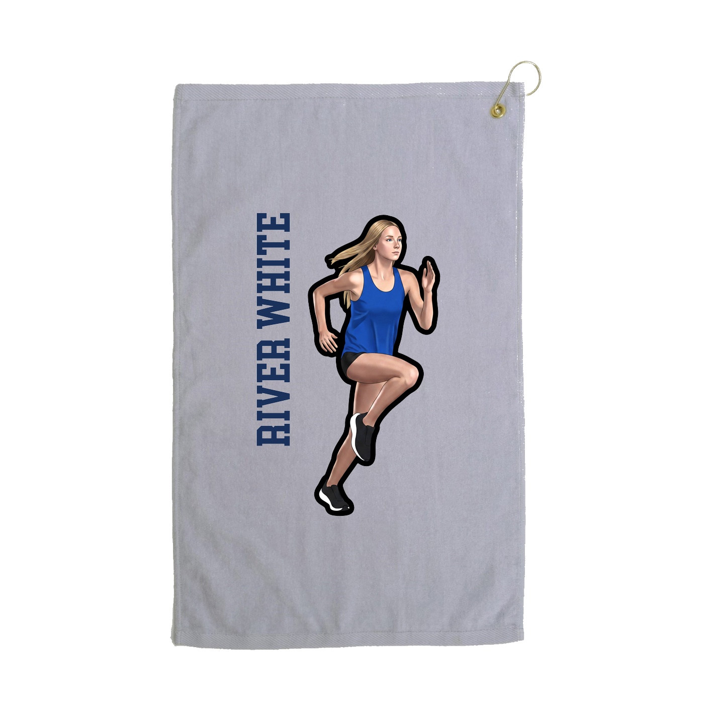 Golf Towel — Name Vertical in Grey