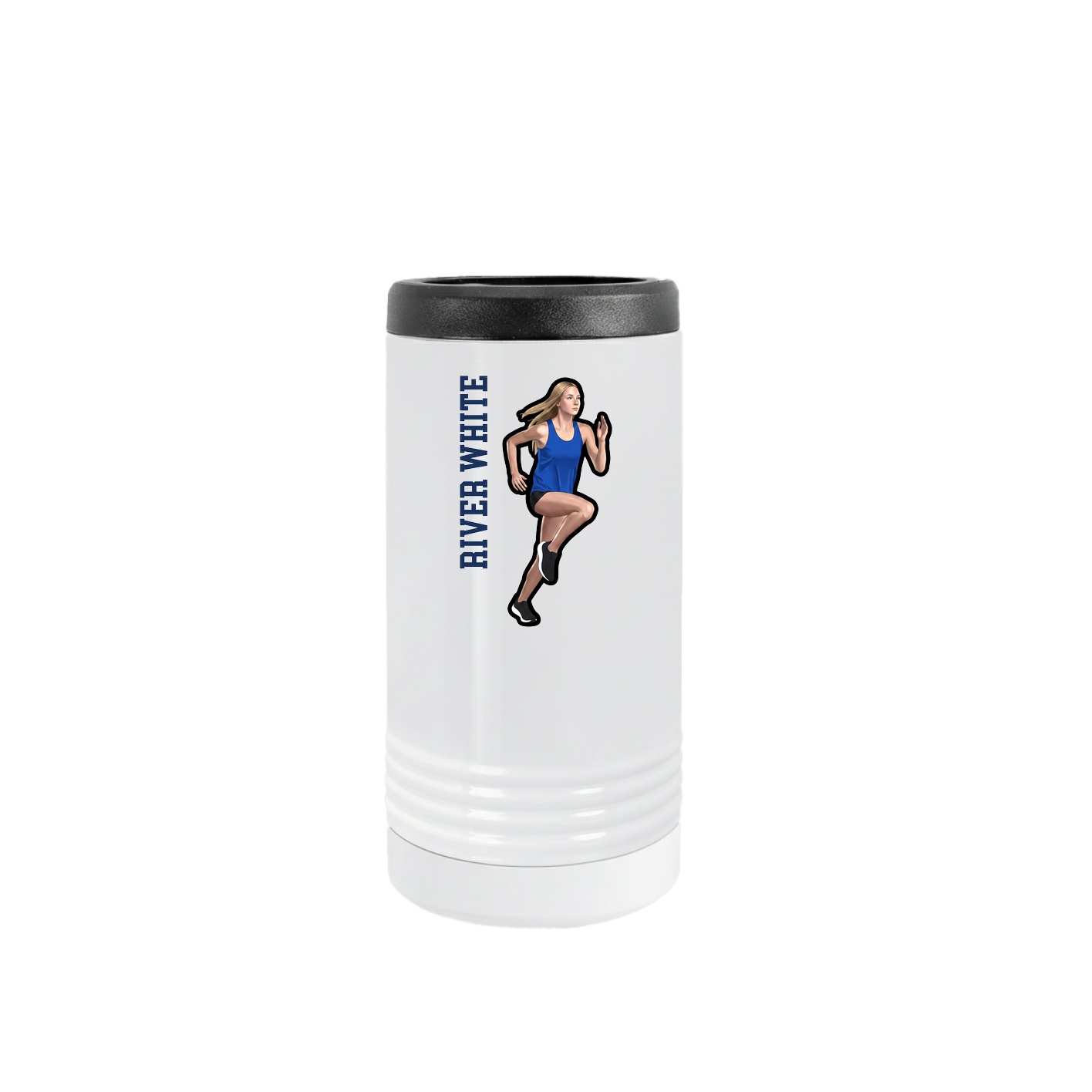Slim Beverage Holder — Name Vertical in White