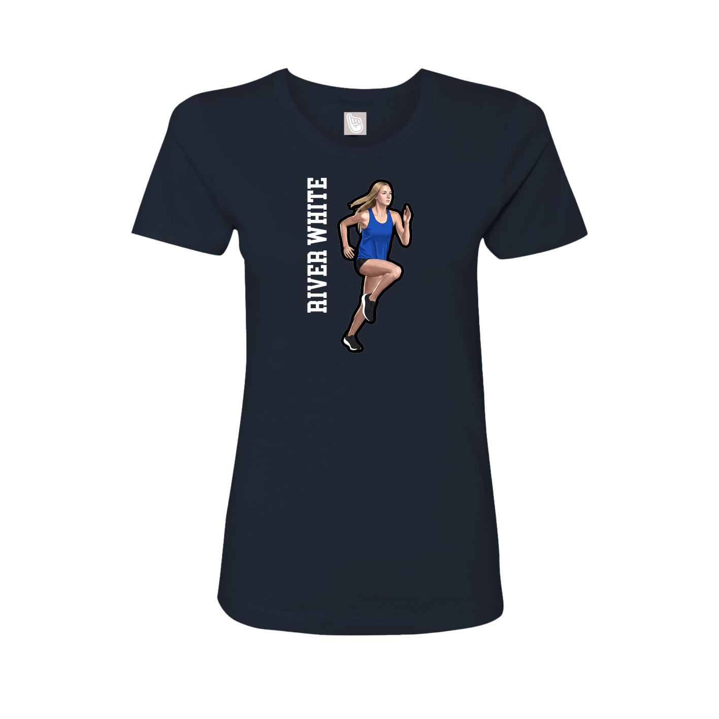 Fitted Women's Tee — Name Vertical in Navy