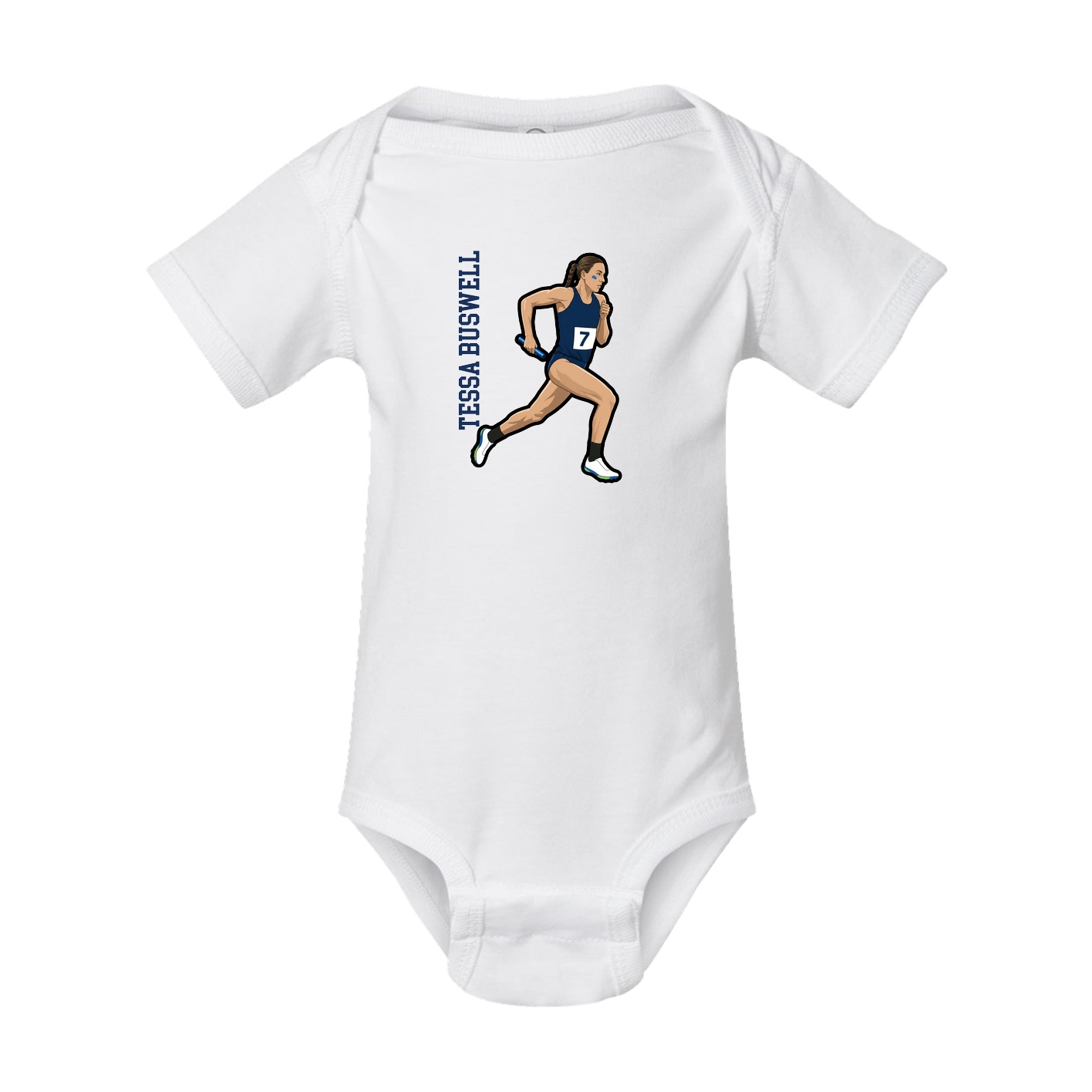 Baby Onesie — Name Vertical in White