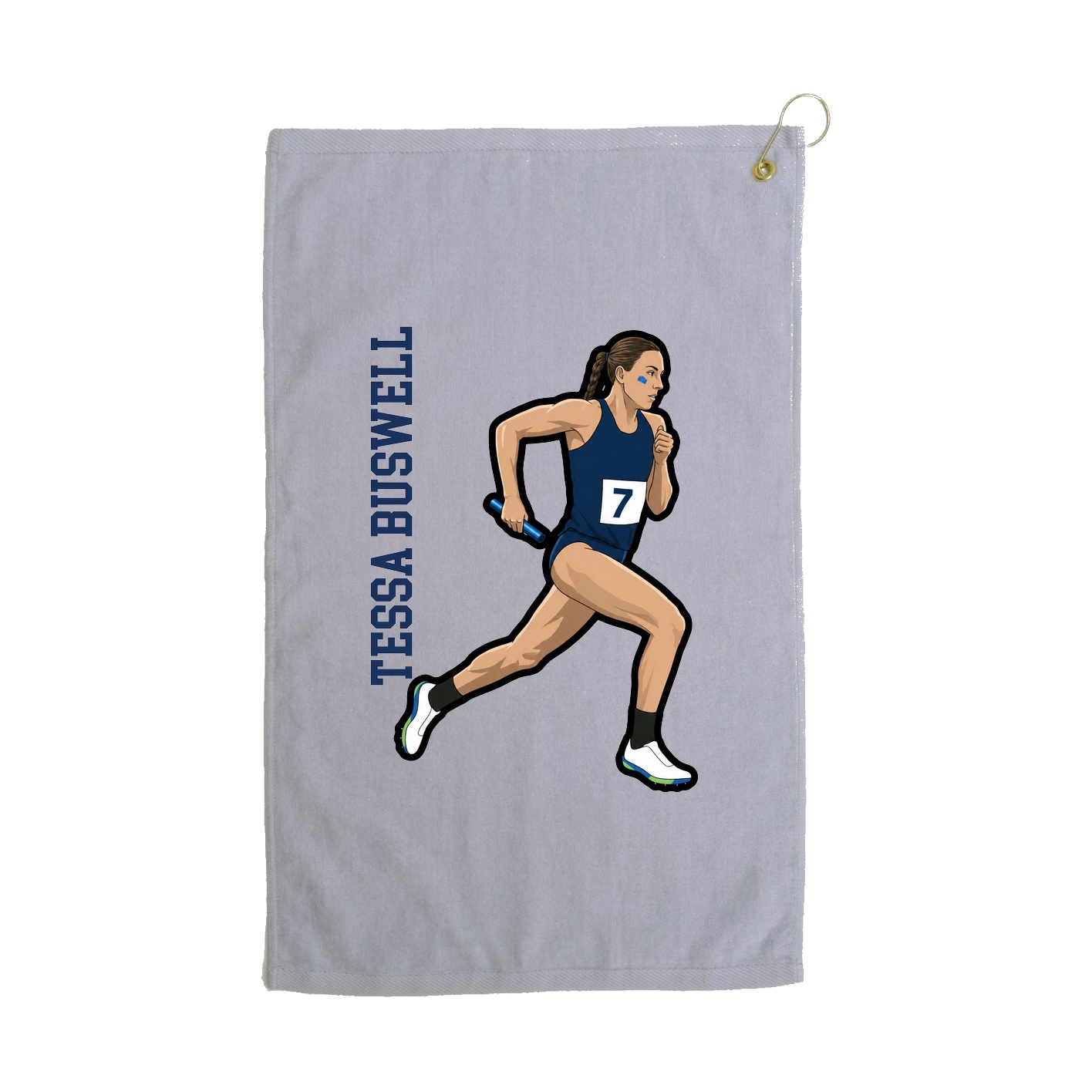 Golf Towel — Name Vertical in Grey