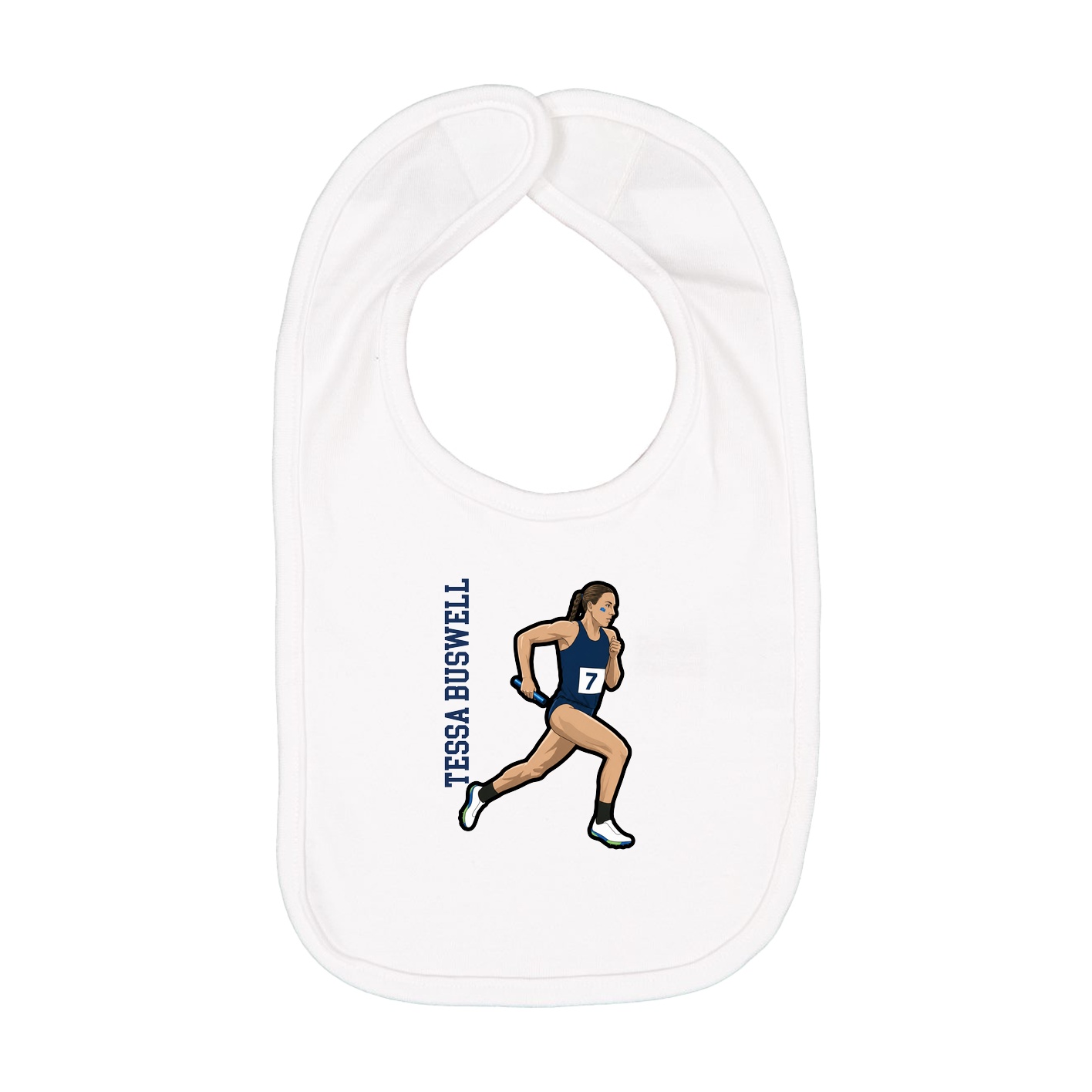 Infant Bib — Name Vertical in White