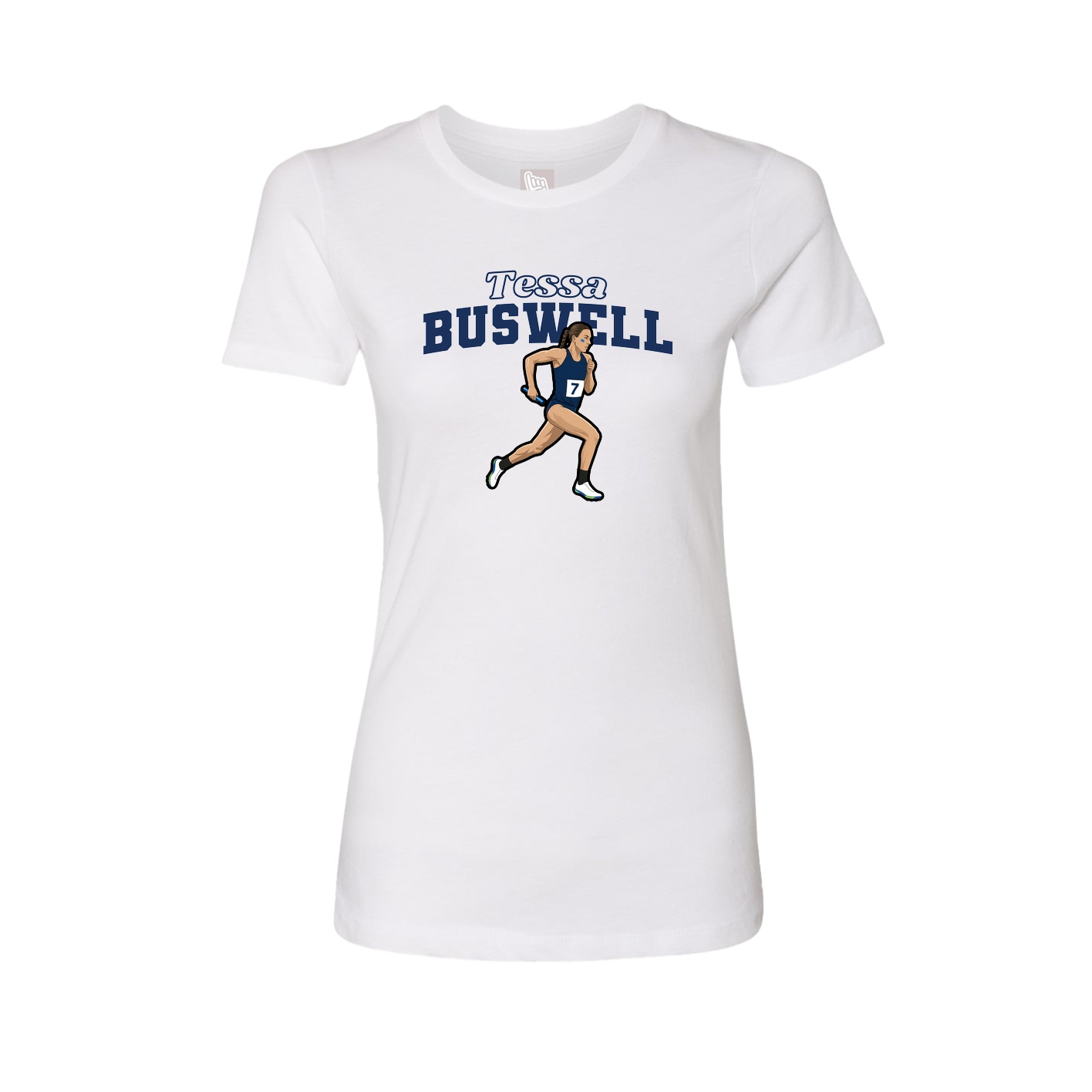 Fitted Women's Tee — Name Arch in White