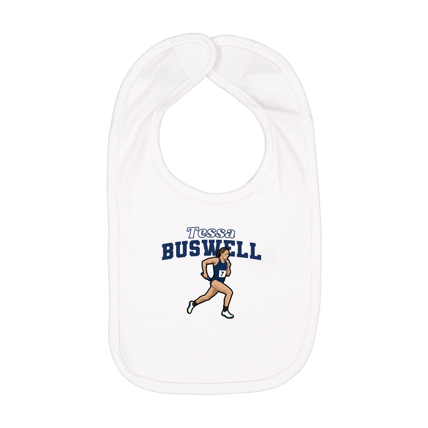 Infant Bib — Name Arch in White