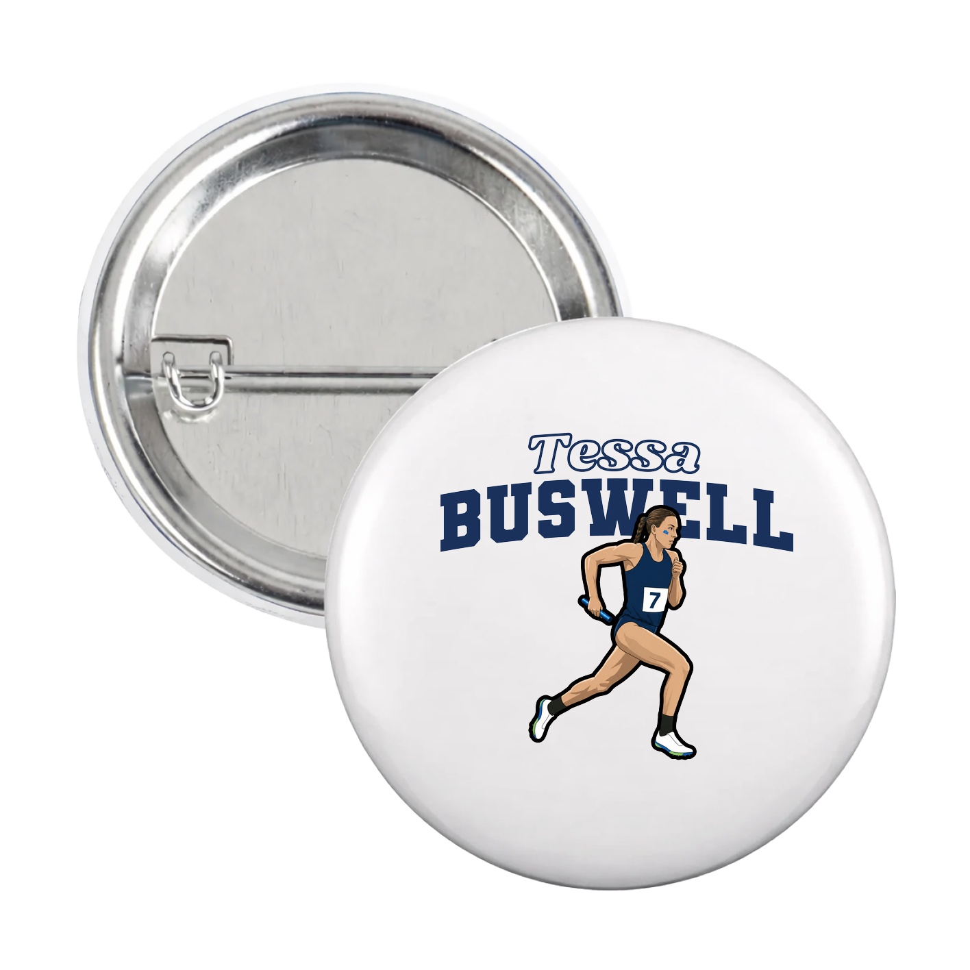 Game Day Button — Name Arch in White