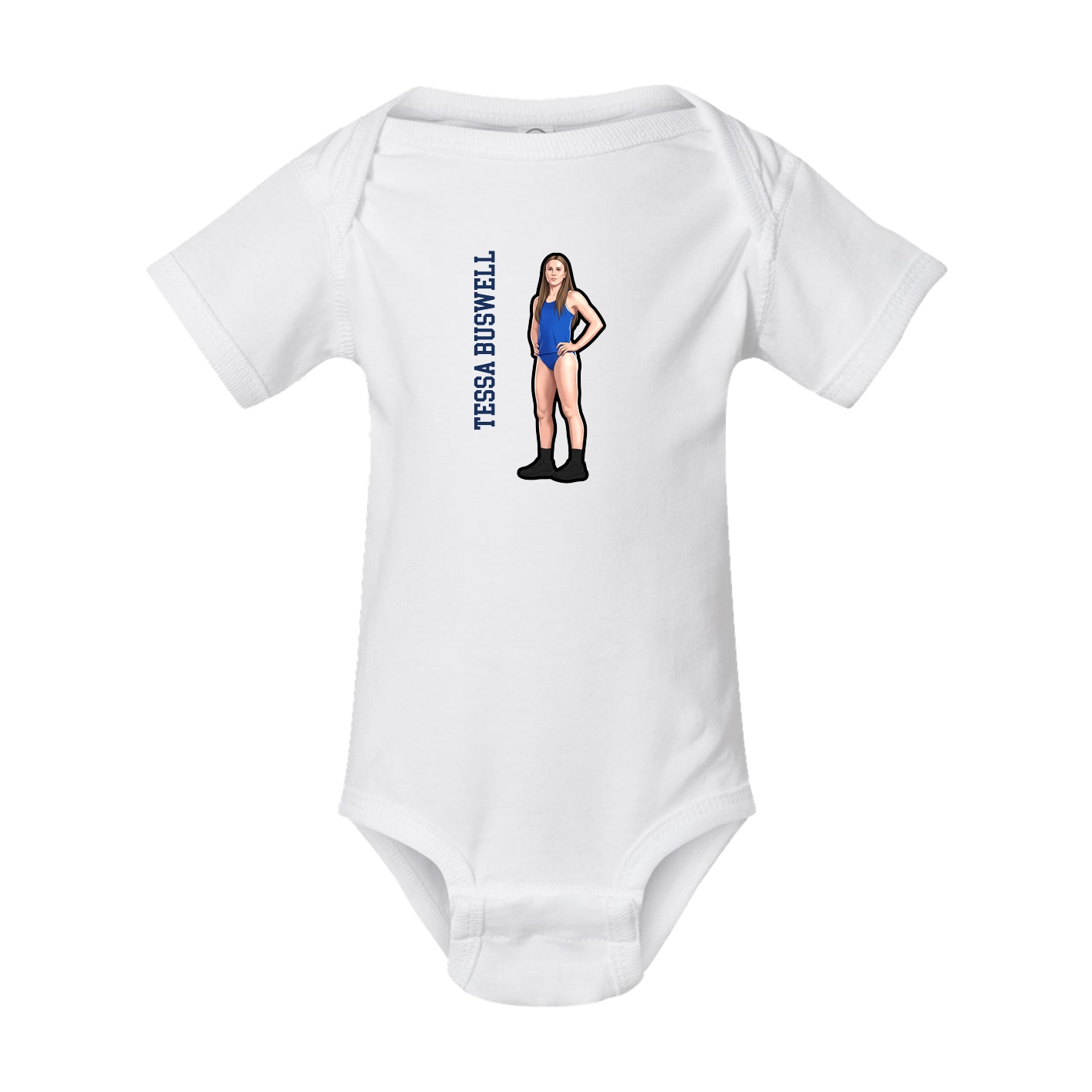 Baby Onesie — Name Vertical in White