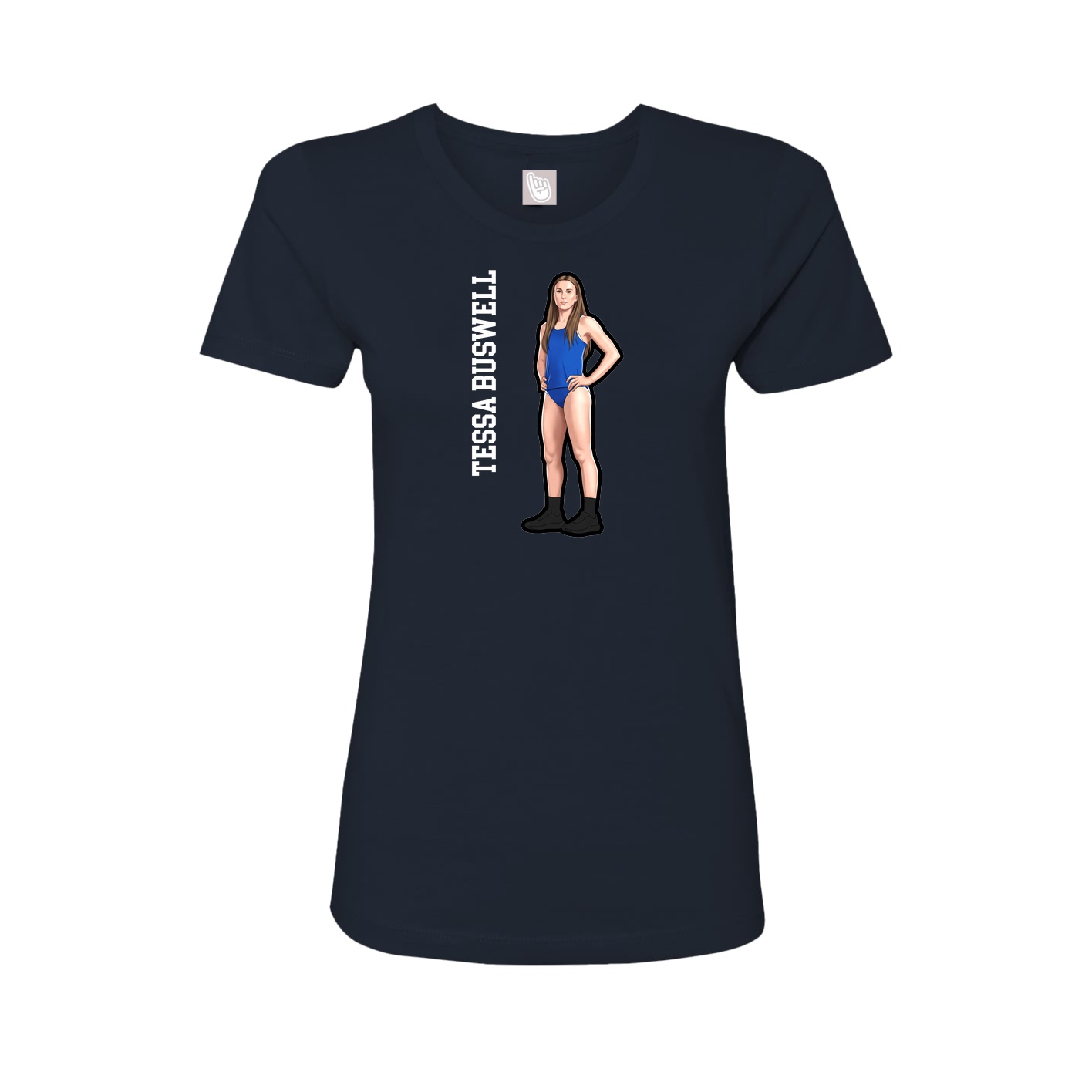 Fitted Women's Tee — Name Vertical in Navy