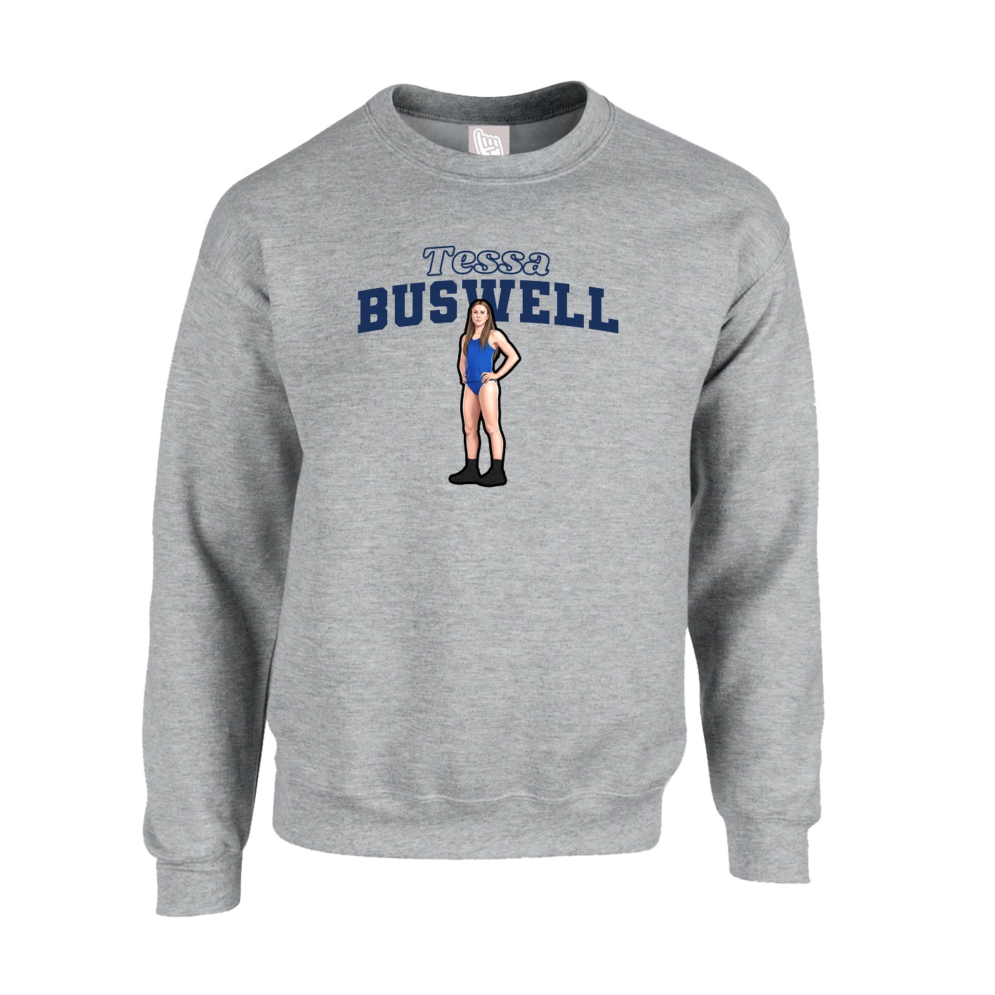Fleece Crew — Name Arch in Grey