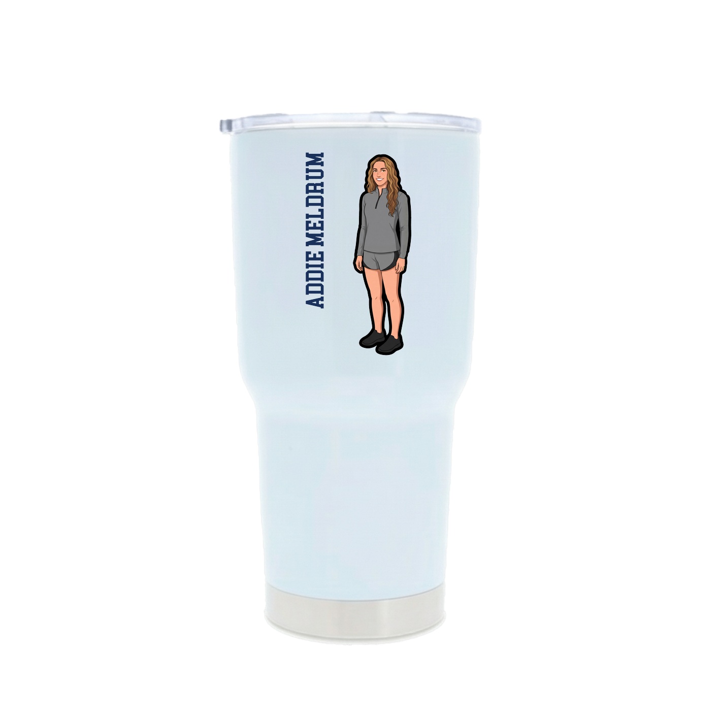 30oz Stainless Steel Tumbler — Name Vertical in White