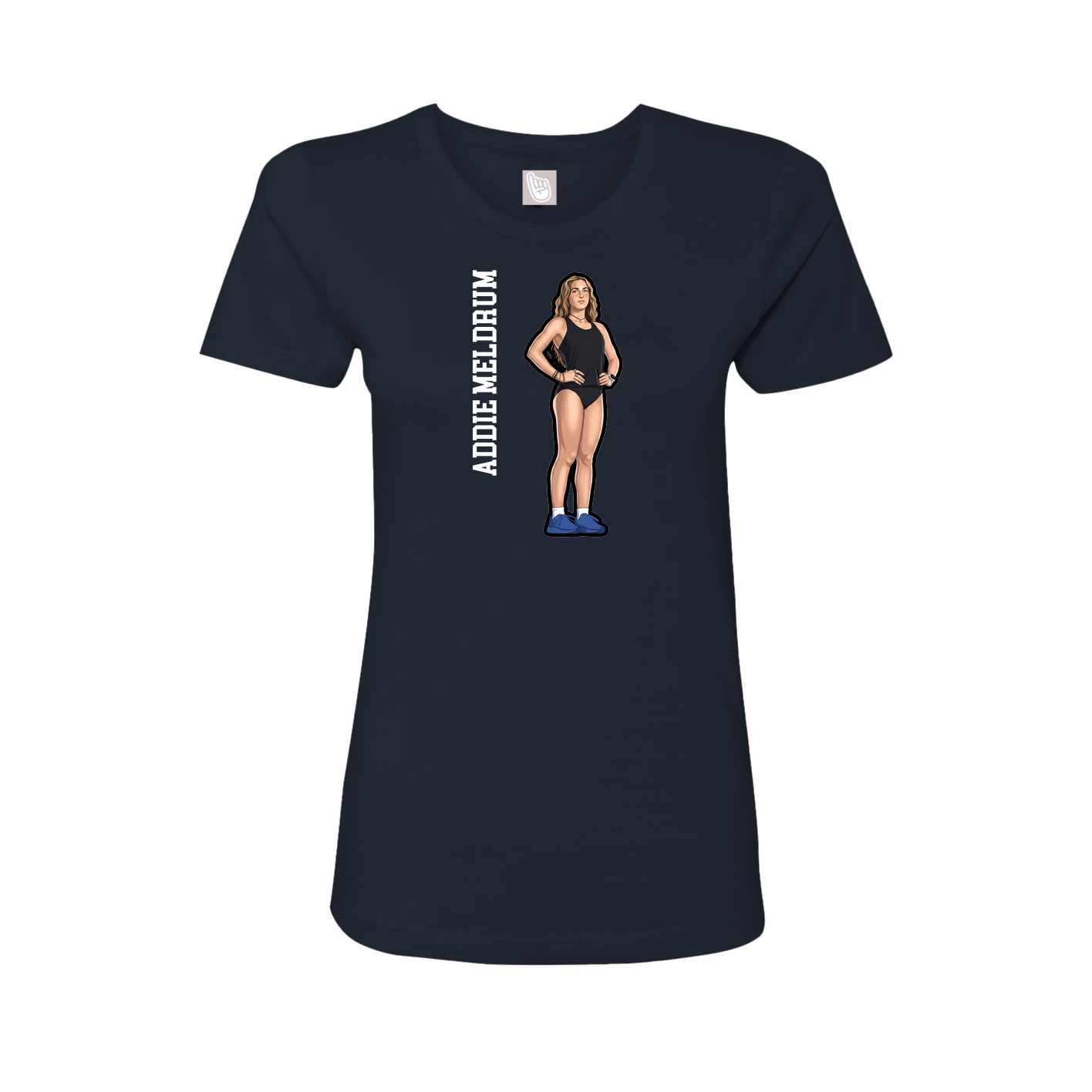 Fitted Women's Tee — Name Vertical in Navy