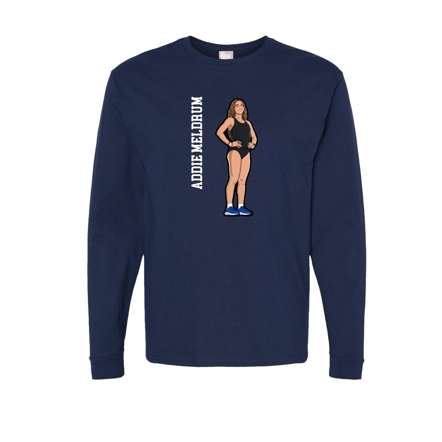 Long Sleeve Tee — Name Vertical in Navy