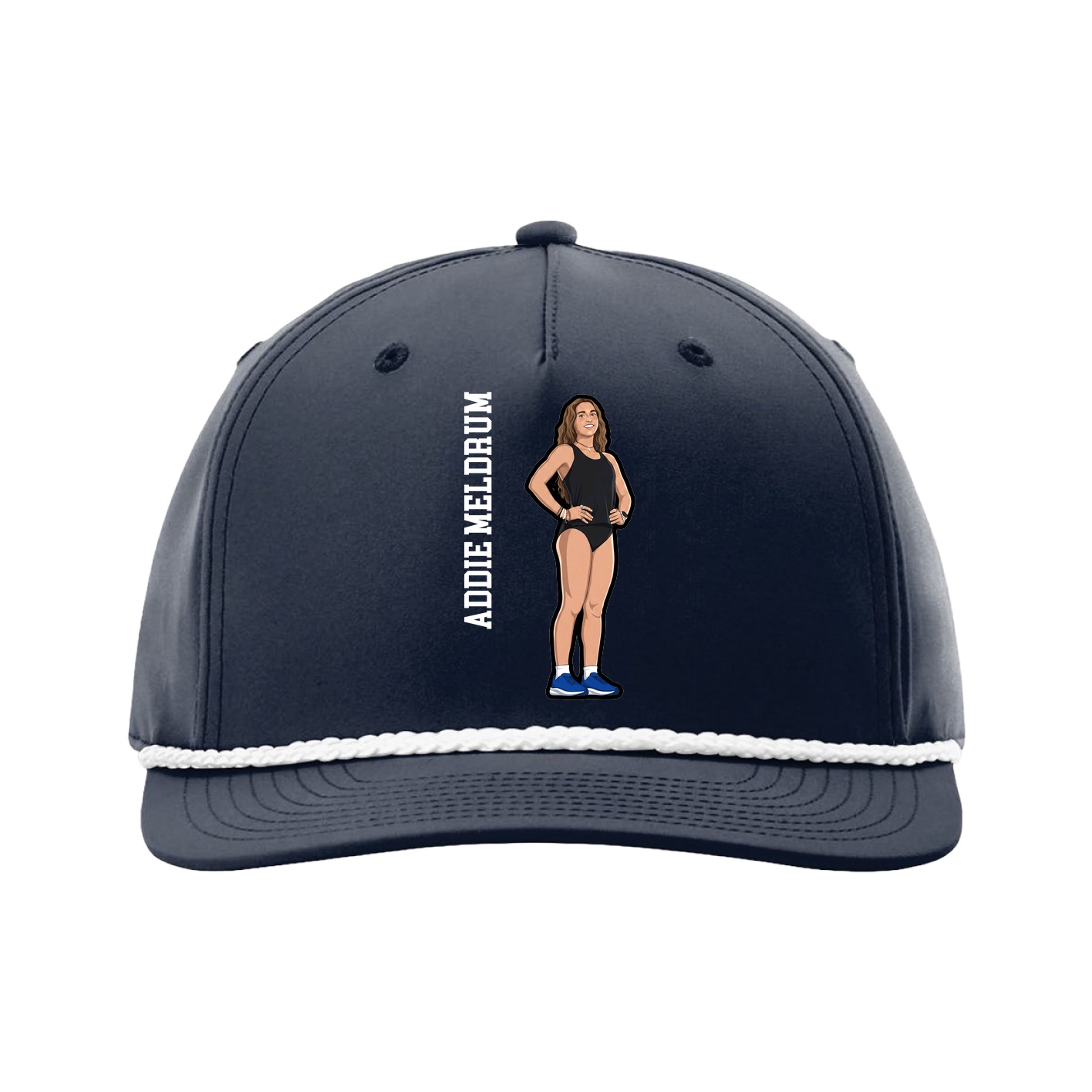 Five-Panel Classic Rope Cap — Name Vertical in Navy