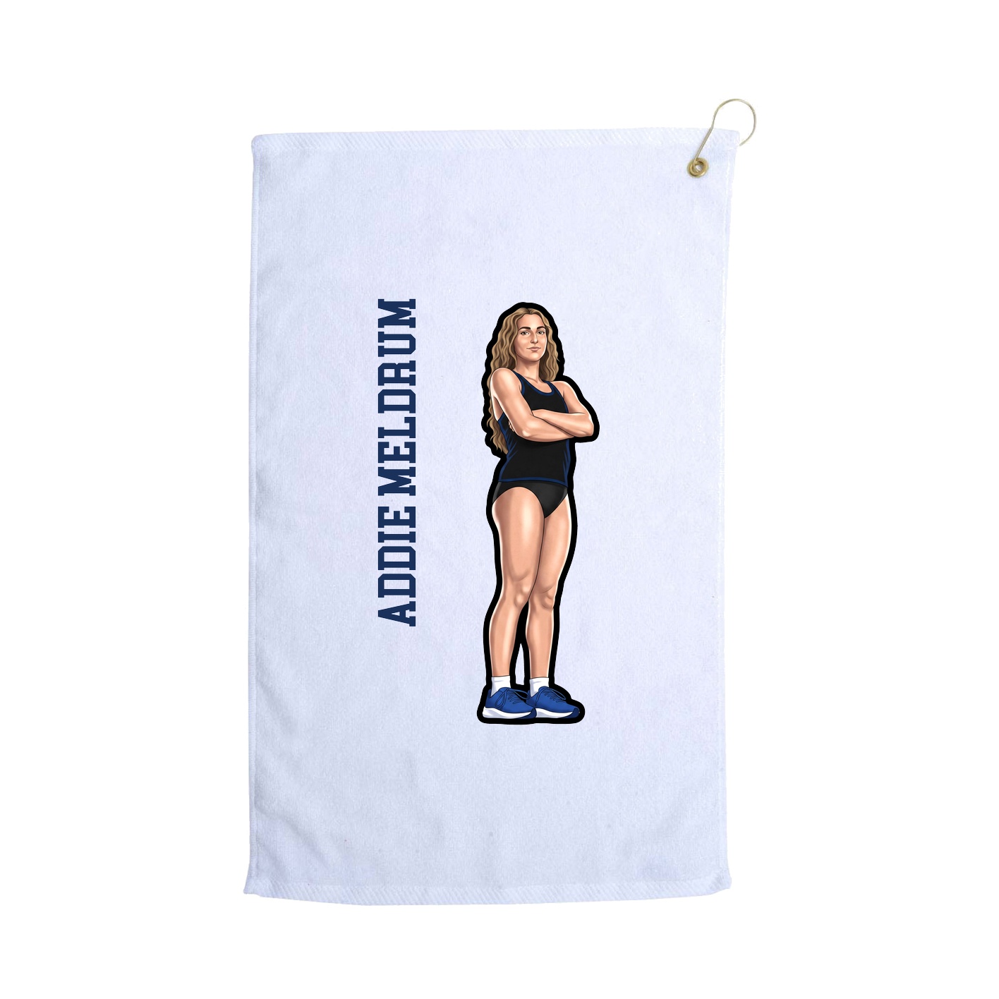 Golf Towel — Name Vertical in White