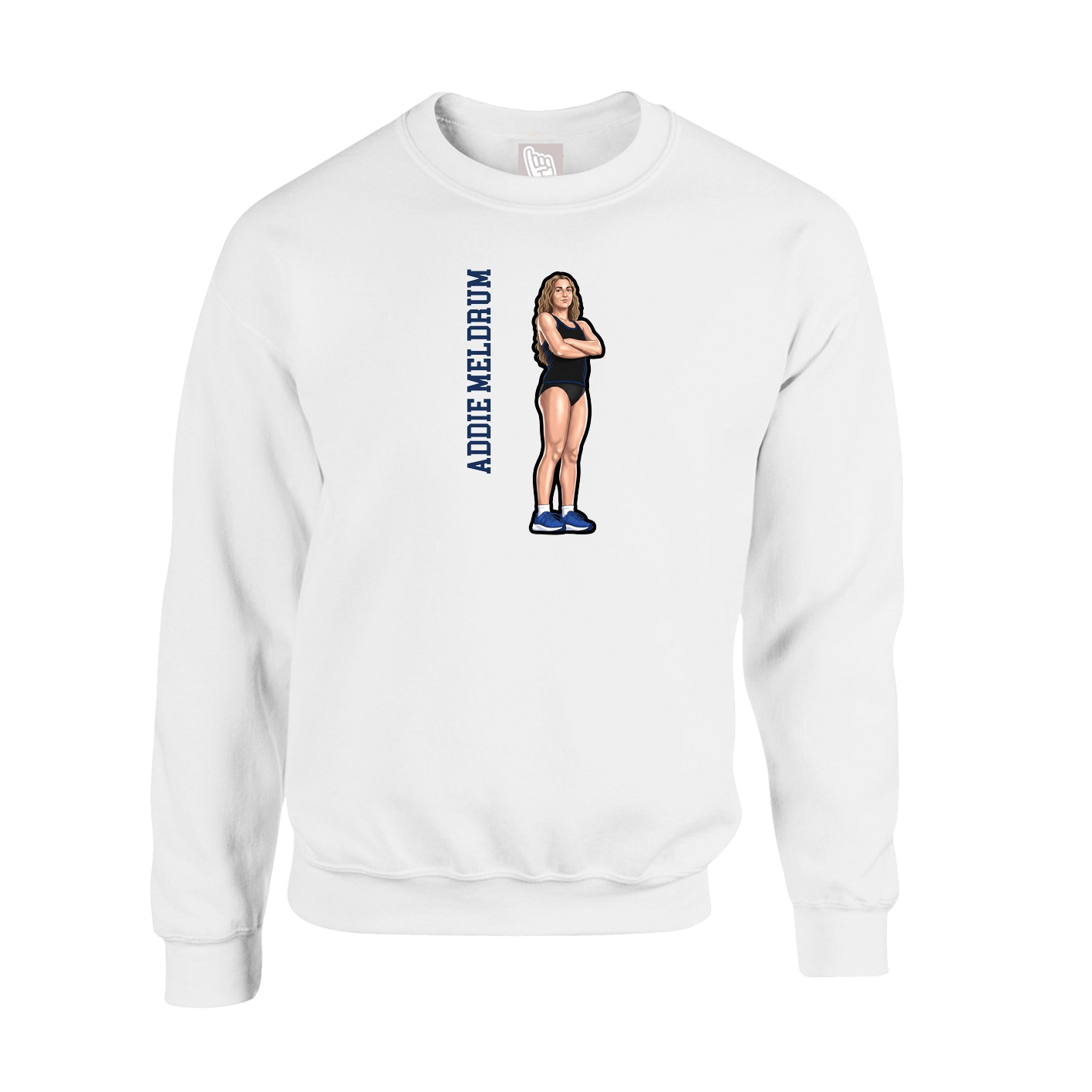 Fleece Crew — Name Vertical in White