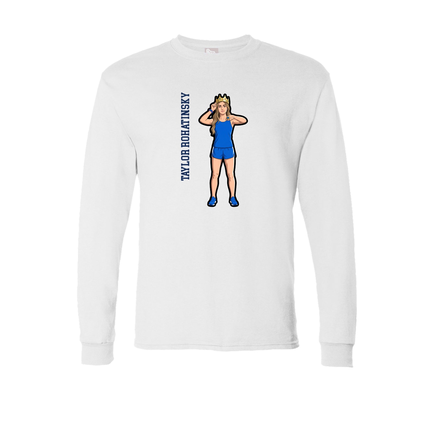 Long Sleeve Tee — Name Vertical in White