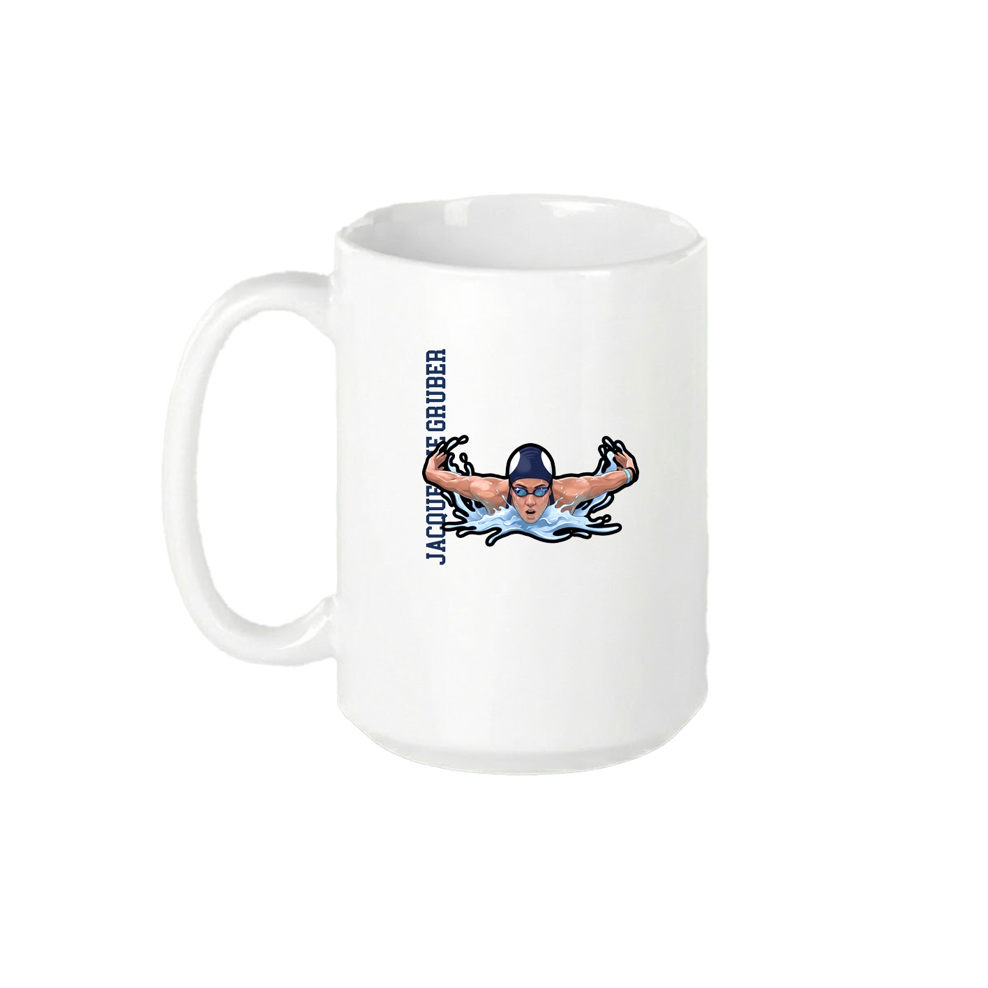 15oz Coffee Mug — Name Vertical in White