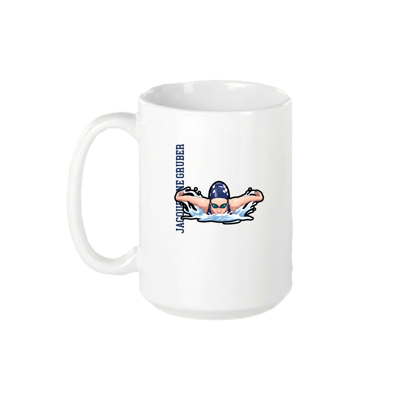 15oz Coffee Mug — Name Vertical in White