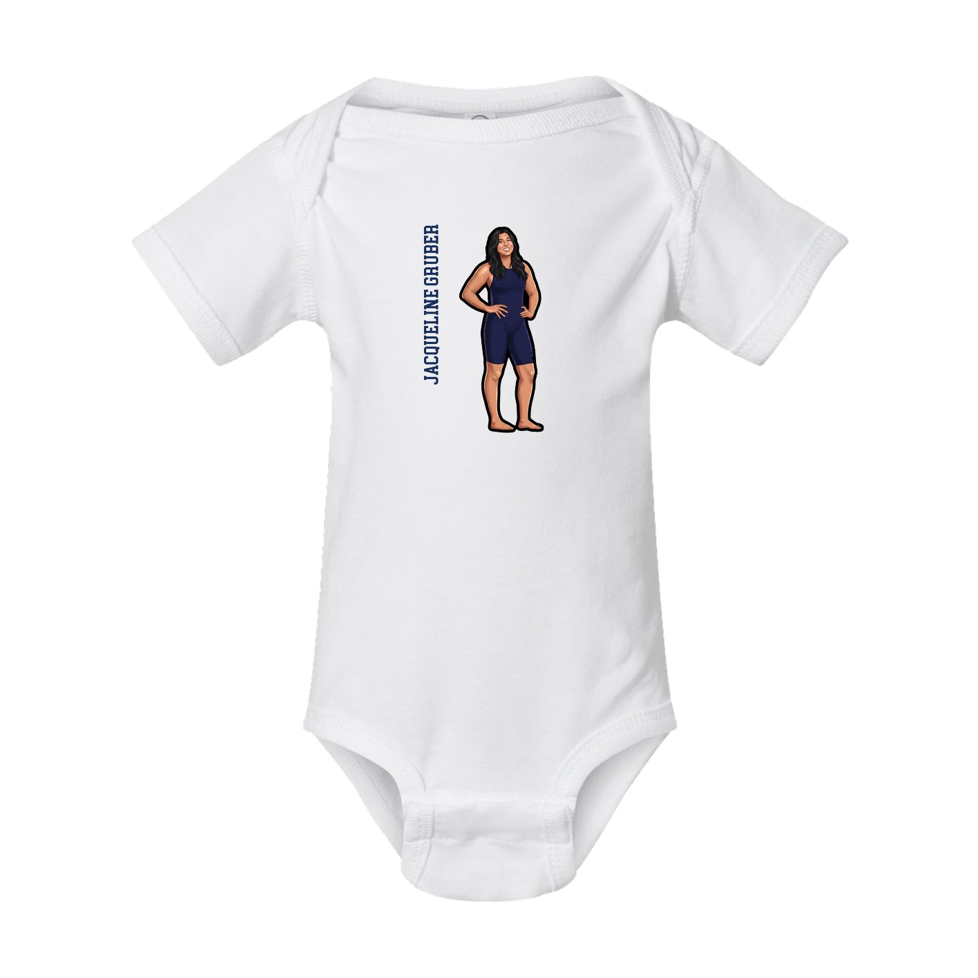 Baby Onesie — Name Vertical in White