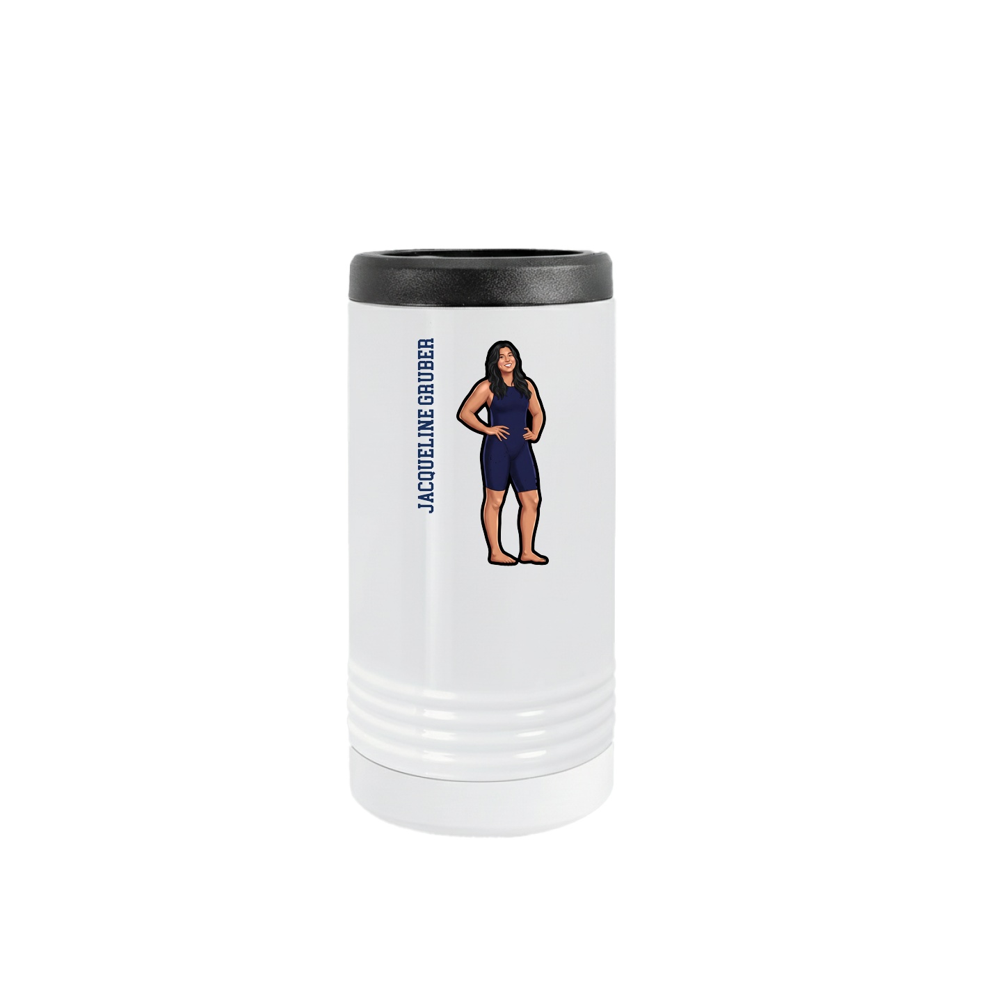 Slim Beverage Holder — Name Vertical in White
