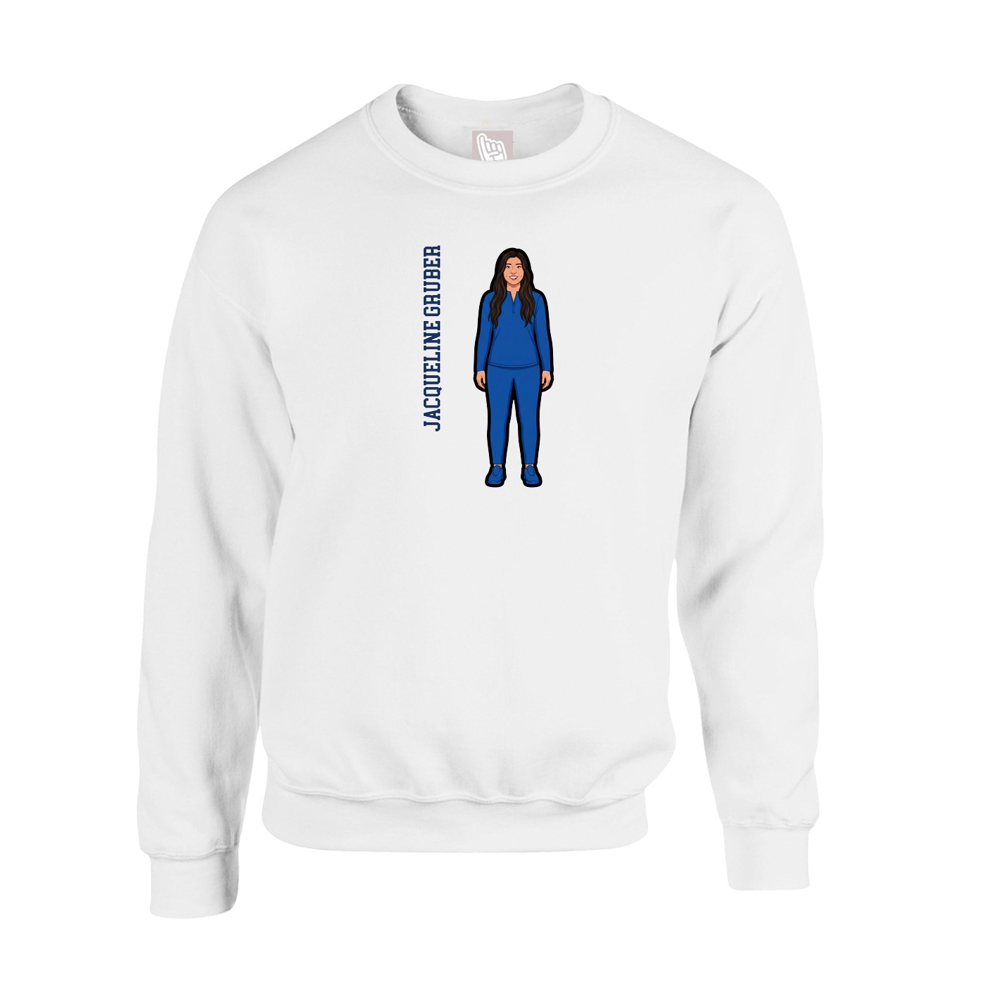 Fleece Crew — Name Vertical in White