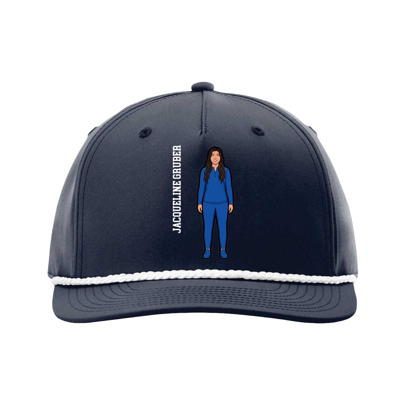 Five-Panel Classic Rope Cap — Name Vertical in Navy
