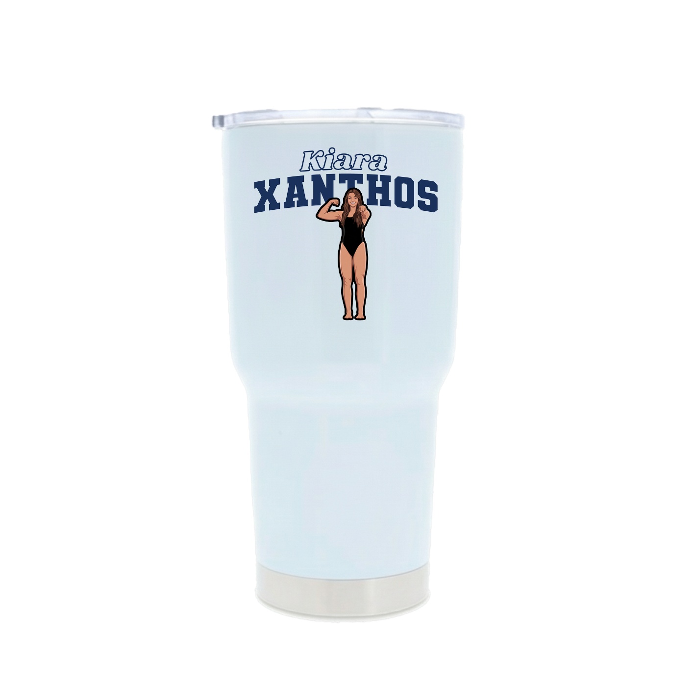 30oz Stainless Steel Tumbler — Name Arch in White